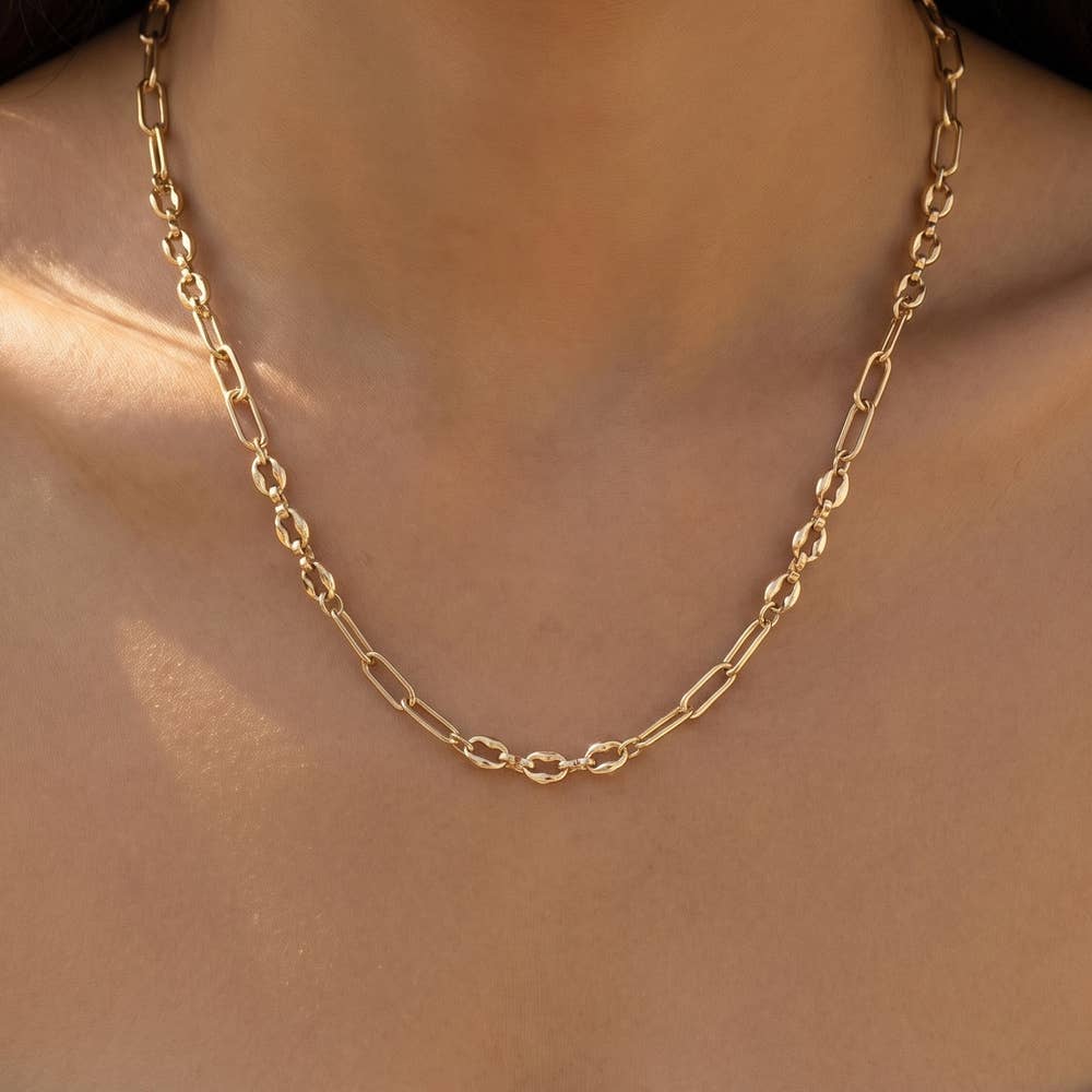 Gold Dipped Paperclip Mariner Chain Necklace