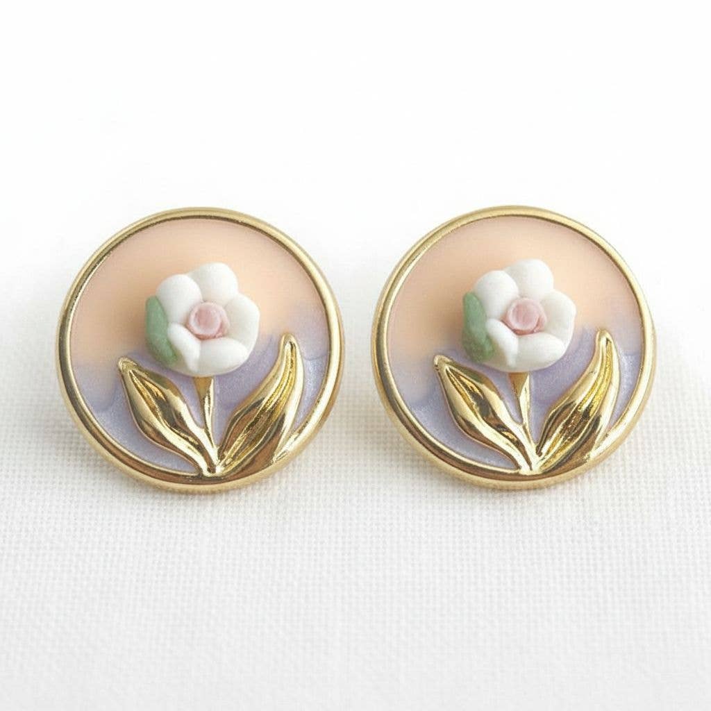 Artistic Floral Design Drop Earrings