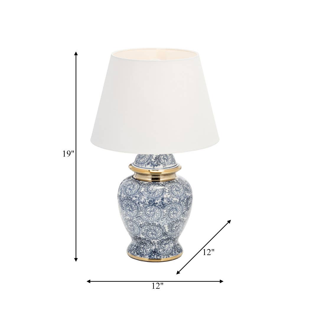 Table Lamp - Blue/Gold Ceramic Chinoiserie