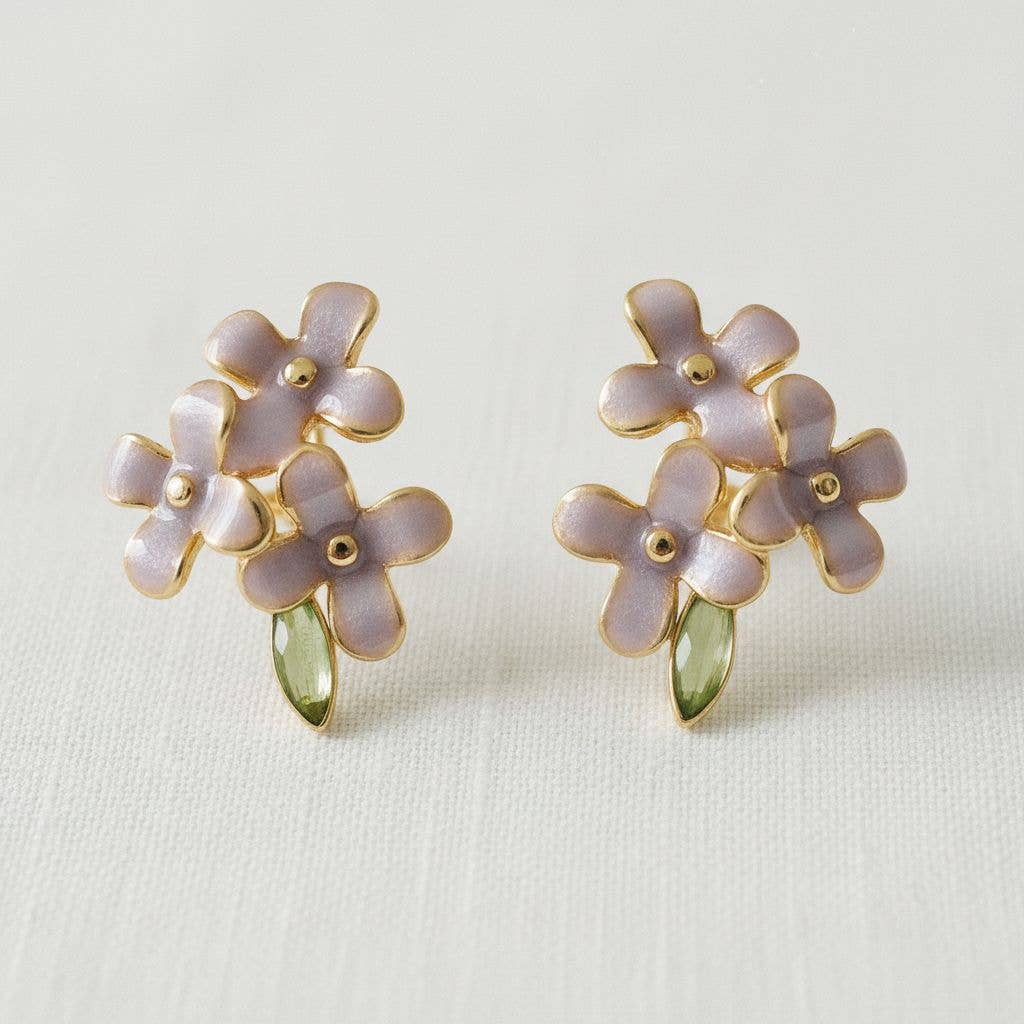 Vintage Enamel Flower Earrings
