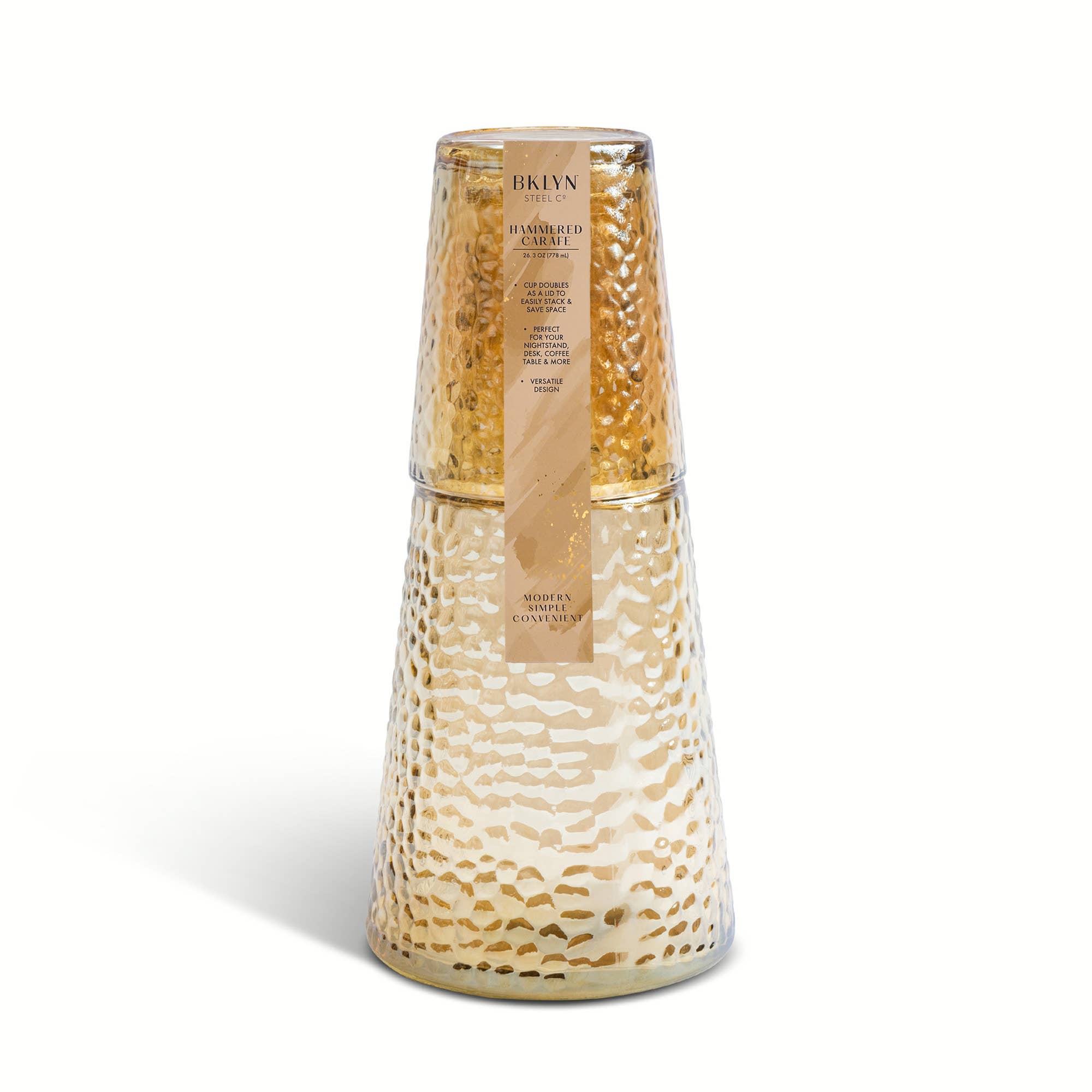 Hammered Glass Carafe, 26.3 oz. — Iridescent Clear