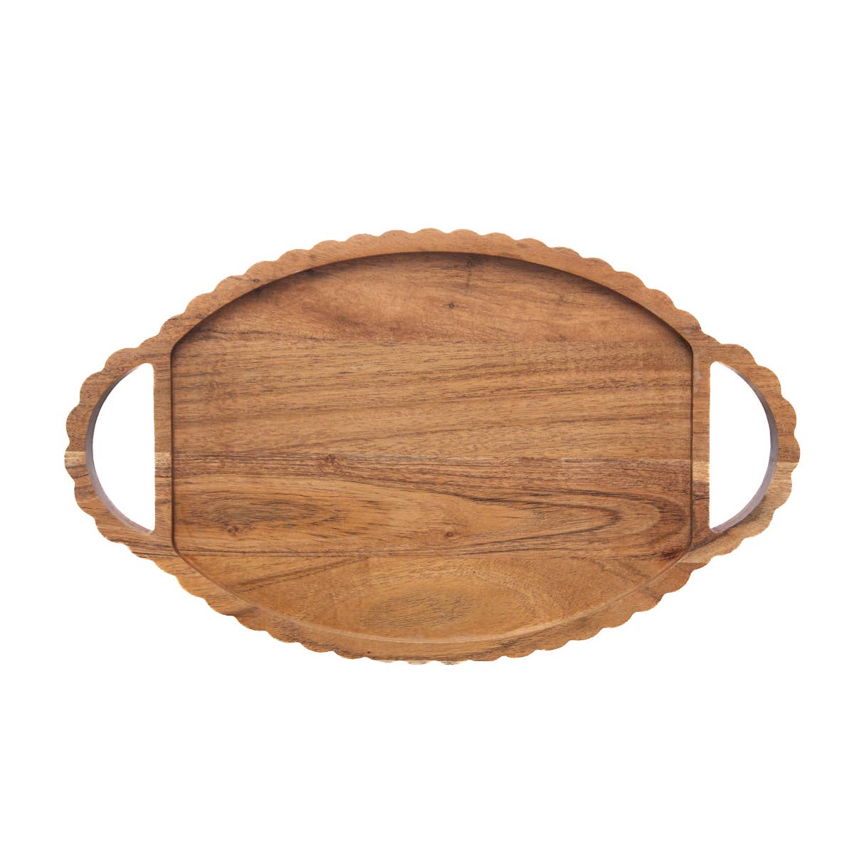 Scalloped Acacia Oval Tray