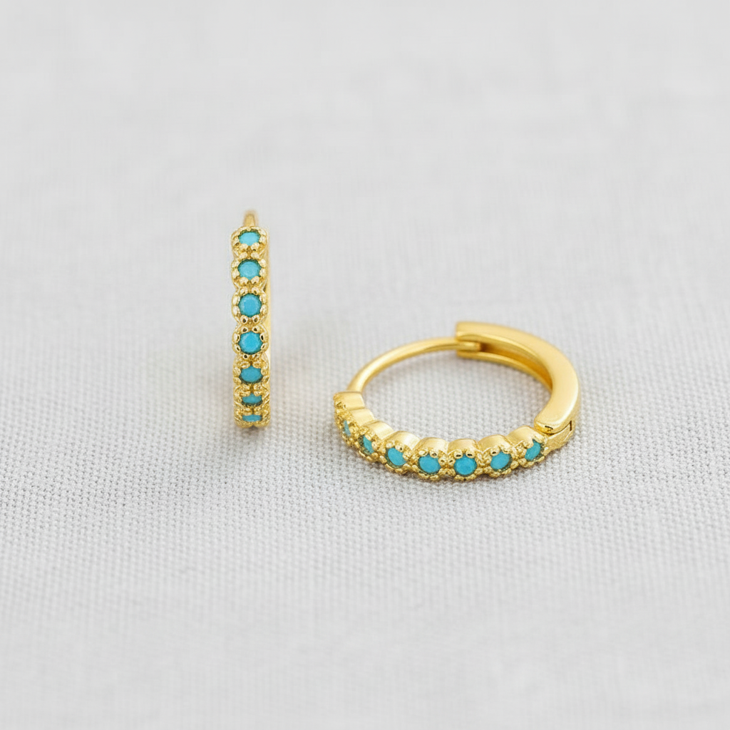 Blue Topaz Geometric Ear Cuff Earrings