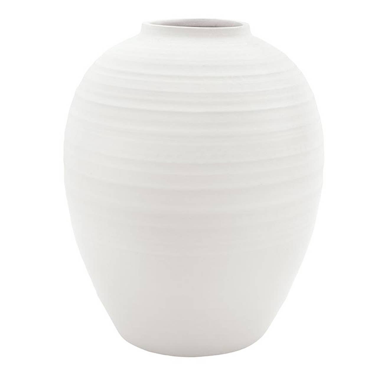 White Ribbed Ceramic Vase
