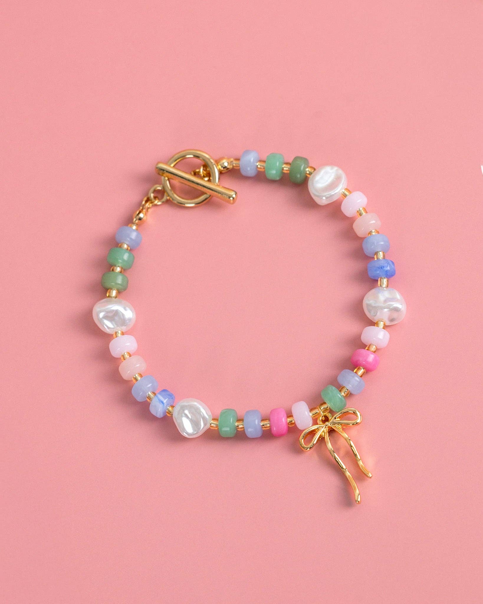 Pastel Bow Beaded Bracelet