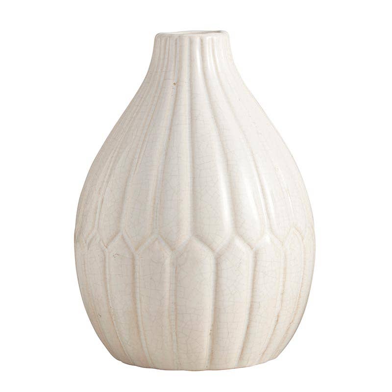 White Geometric Ceramic Vase