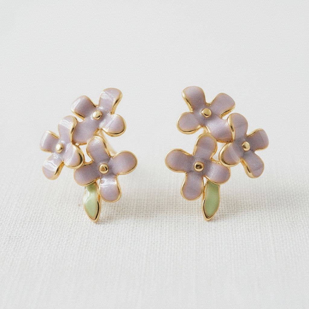 Vintage Enamel Flower Earrings