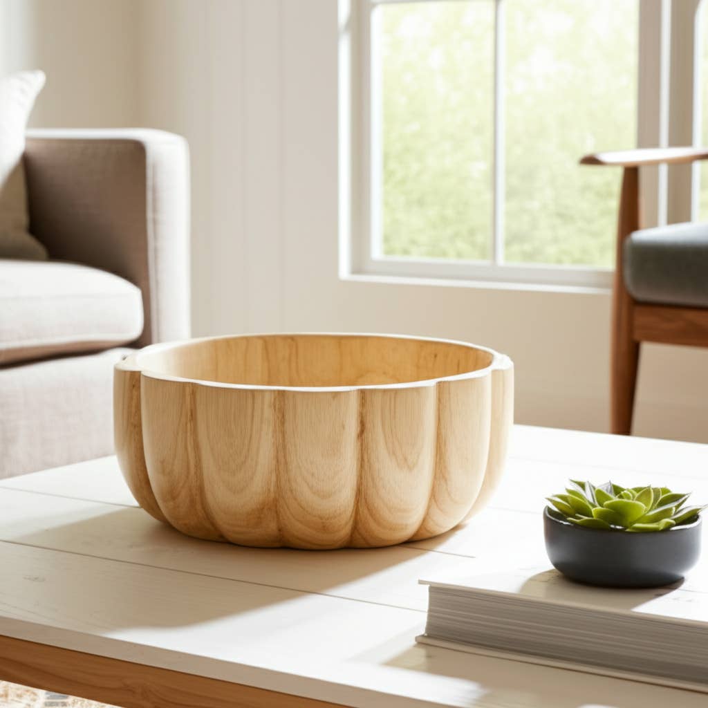 Paulownia Wood Scalloped Bowl