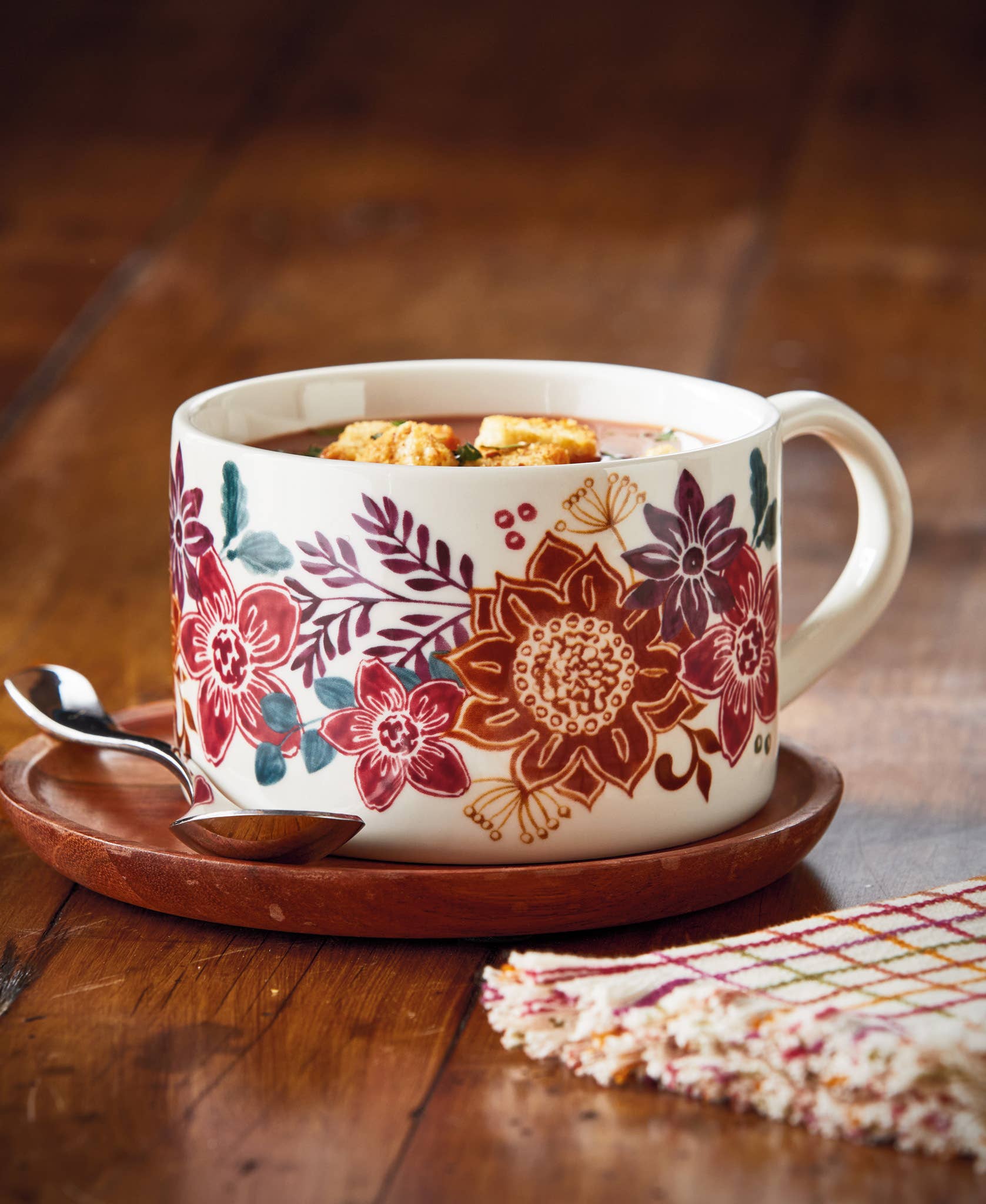 Autumn Bloom Stoneware Soup Mug