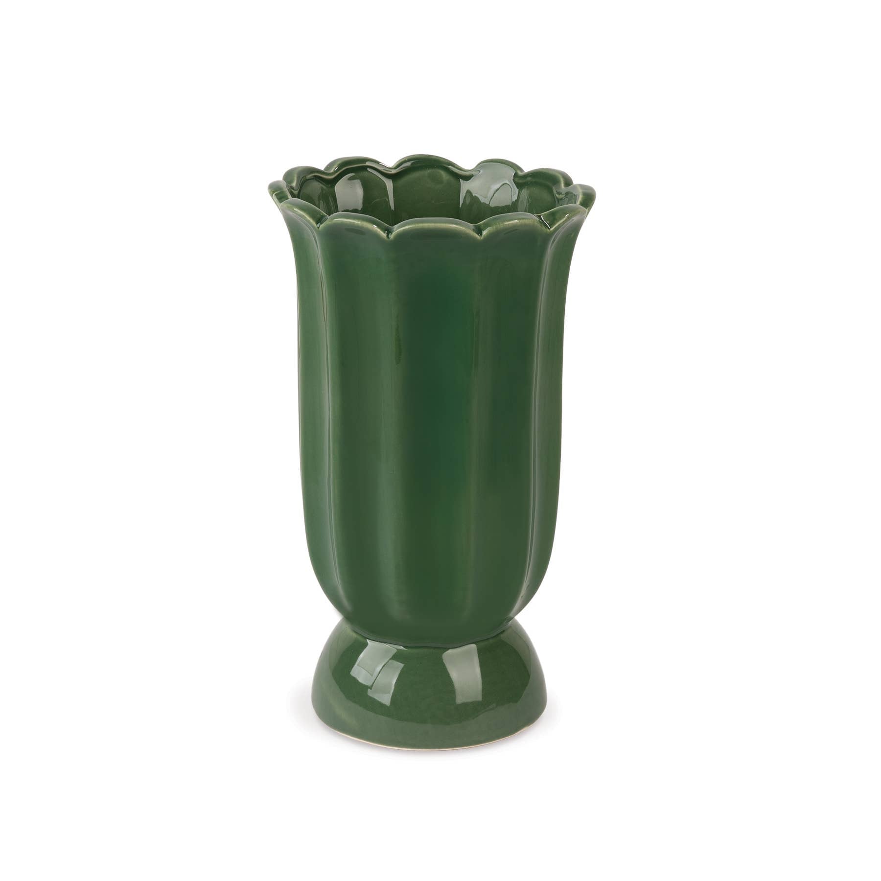Scalloped Vase 7" - Dk Grn