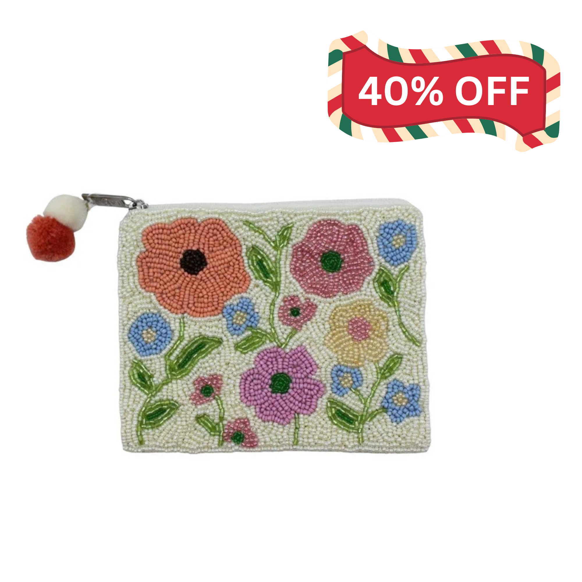 Floral Beaded Pouch