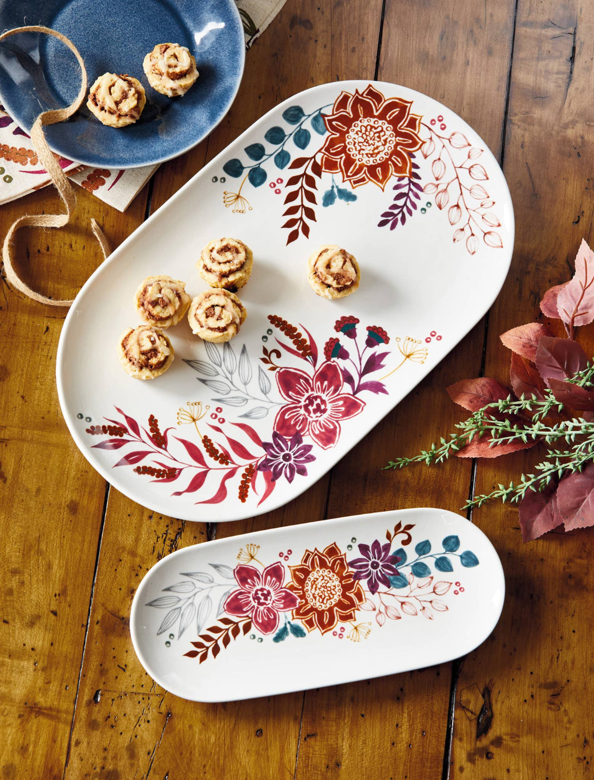 Stoneware, candles, and autumn table decor from Lucky Lane Interiors.