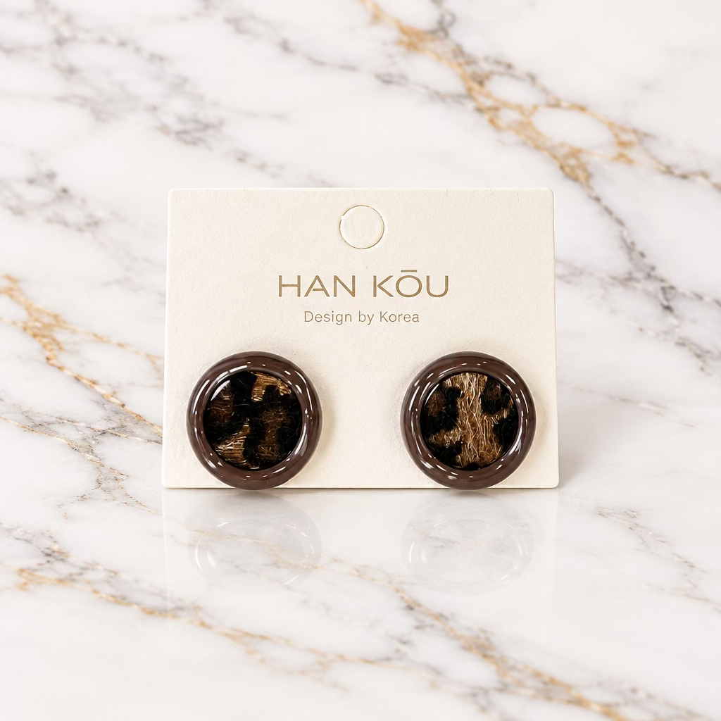 Vintage Leopard Circle Stud Earrings
