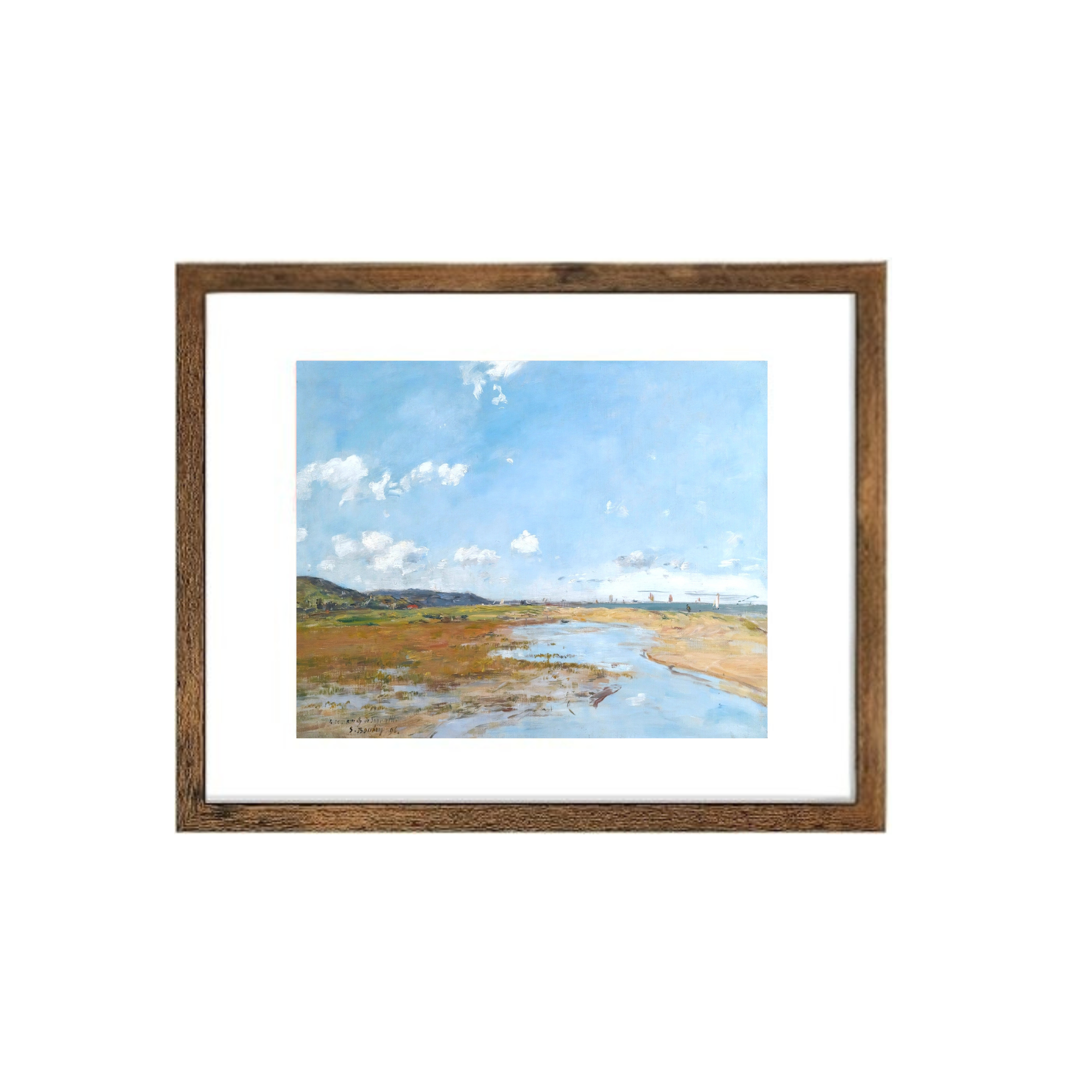 River Landscape in France Matted Art Print, 11x14 Frame
