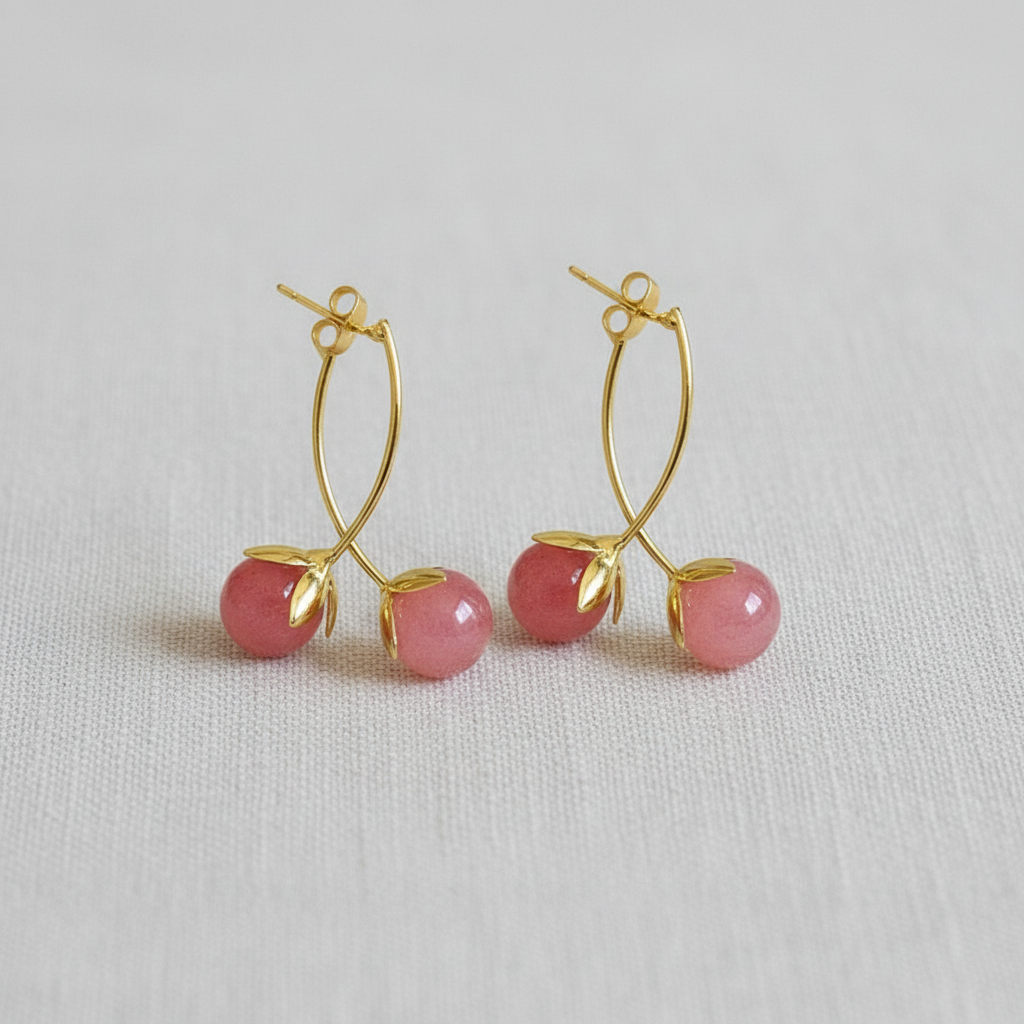 Pink Tomato Drop Earrings