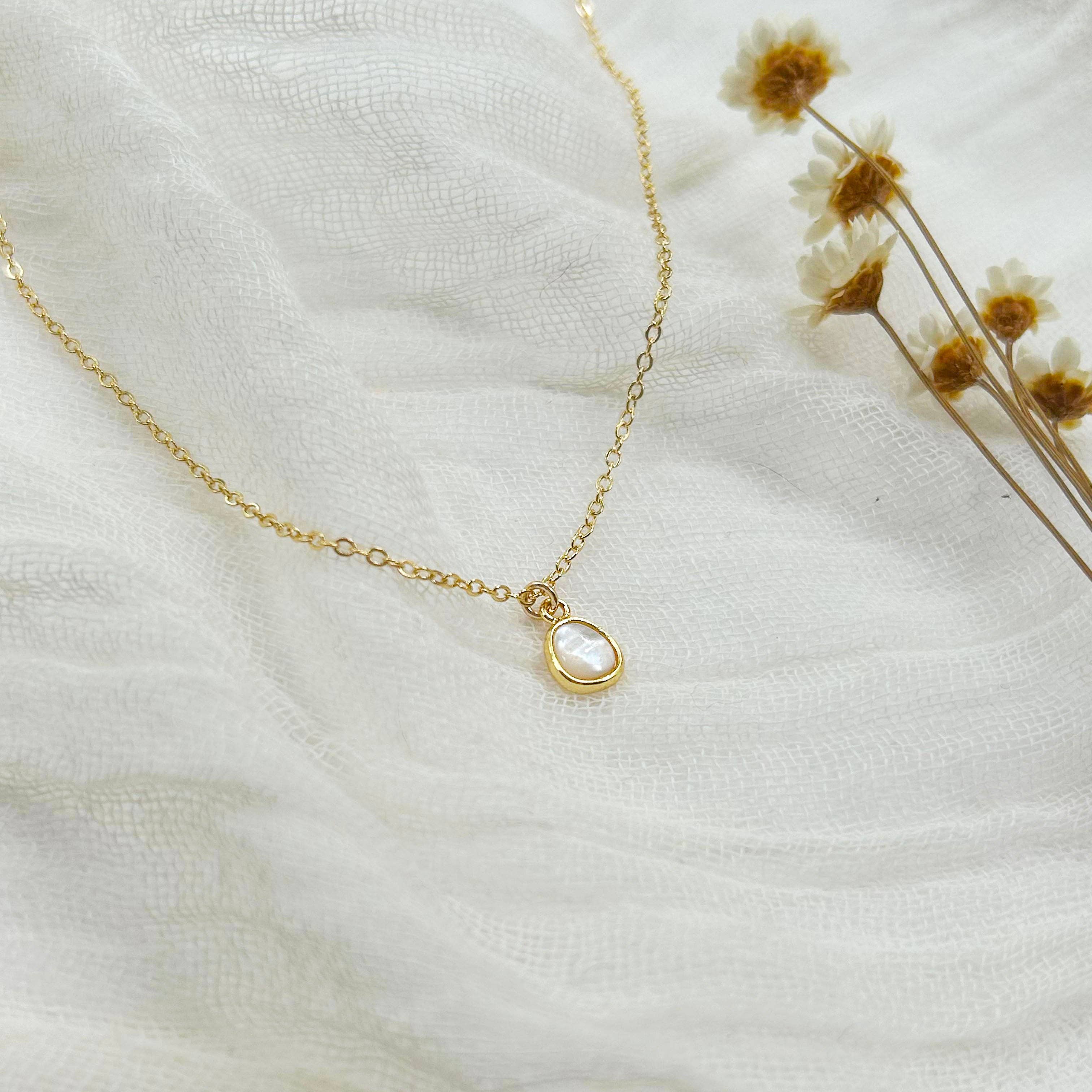 Mother-of-Pearl Gold Filled Dainty Necklace