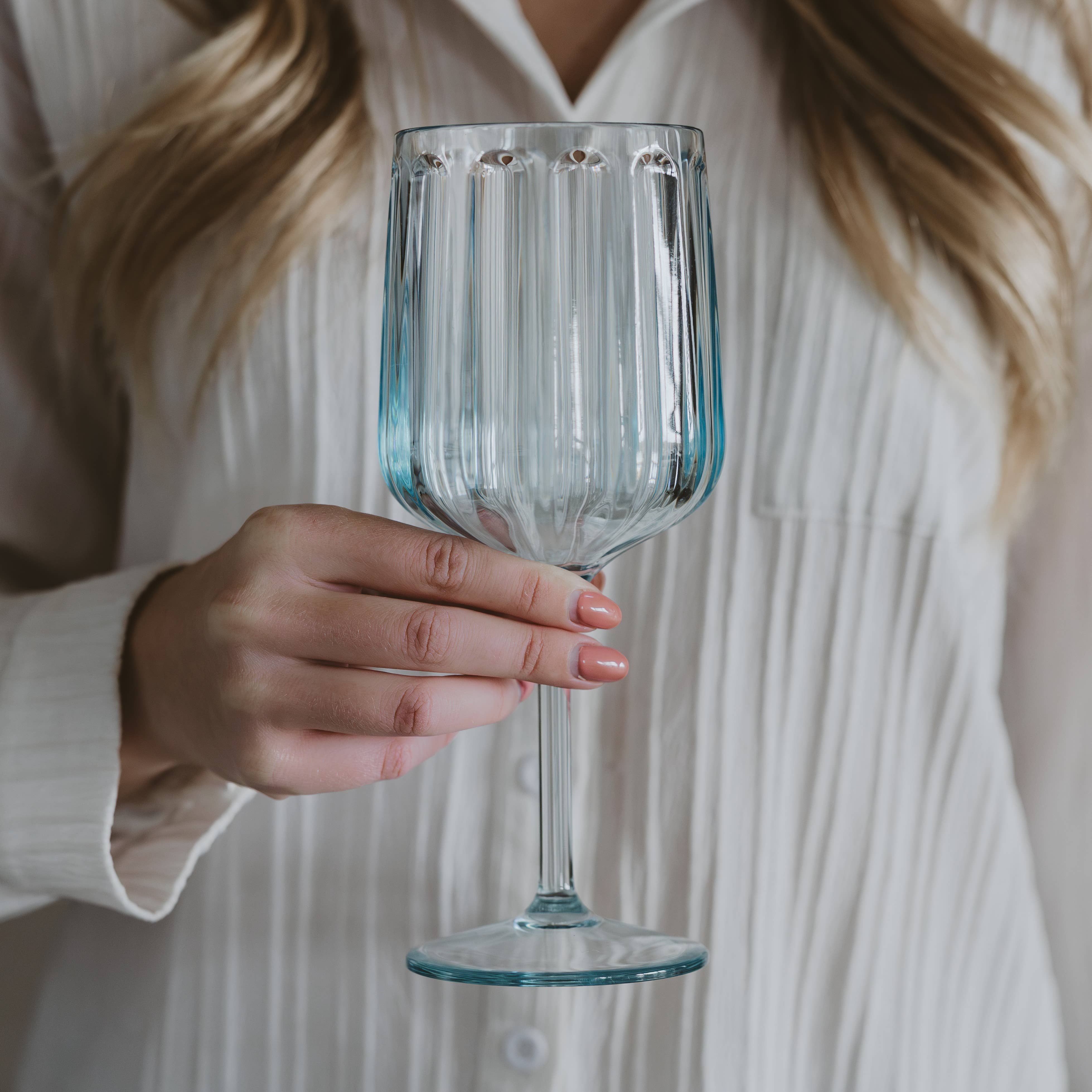 Light Blue Plastic Wine Glass