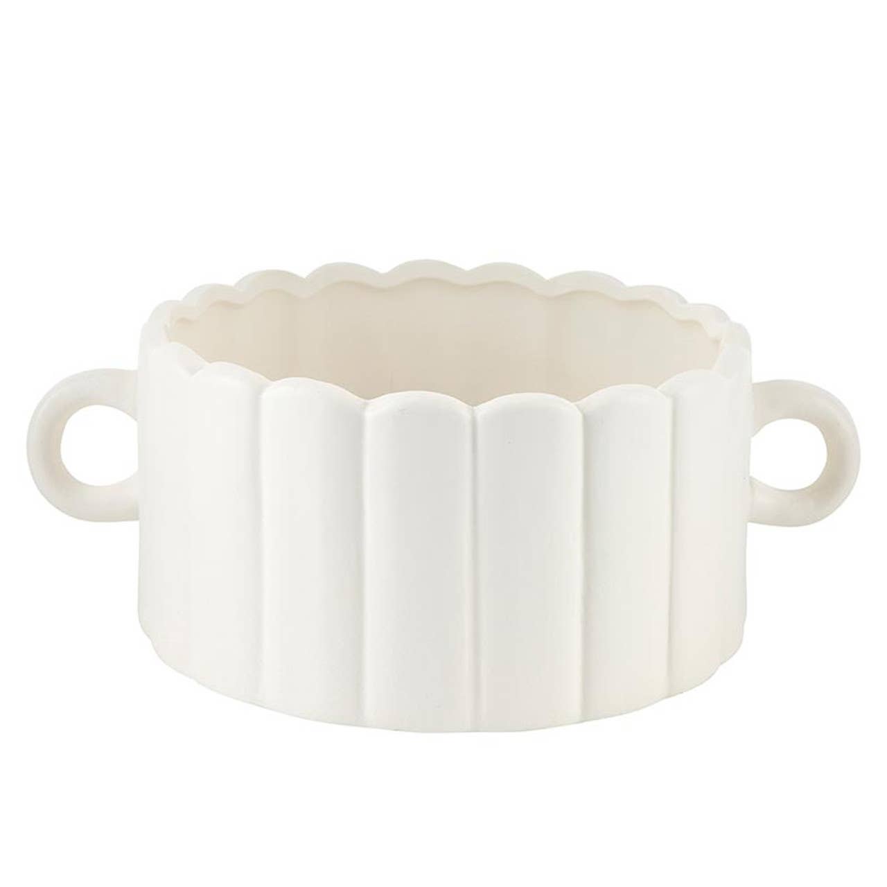 Scalloped Ceramic Bowl with Handles