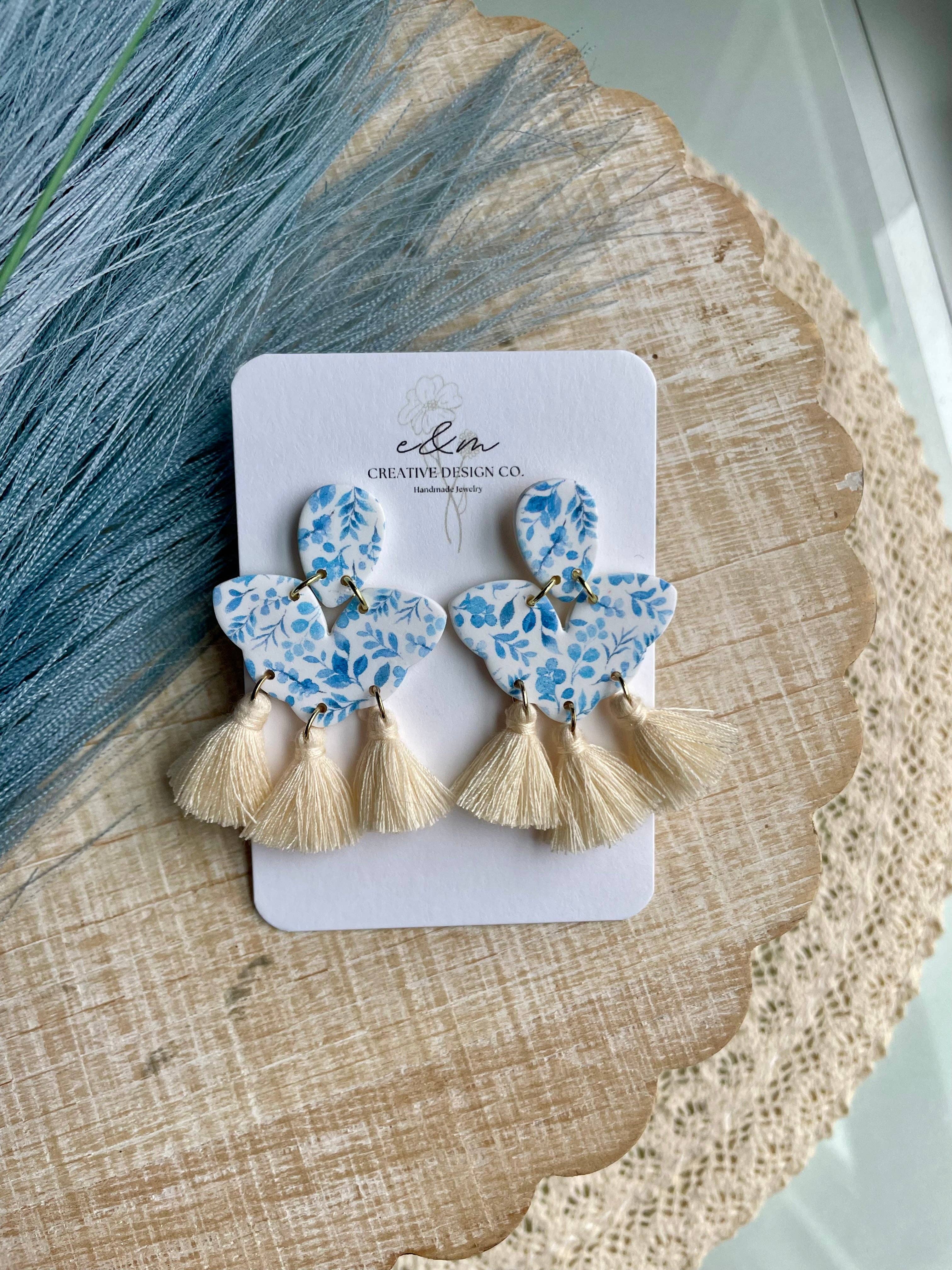 Blooming Blues & Tassels Earrings