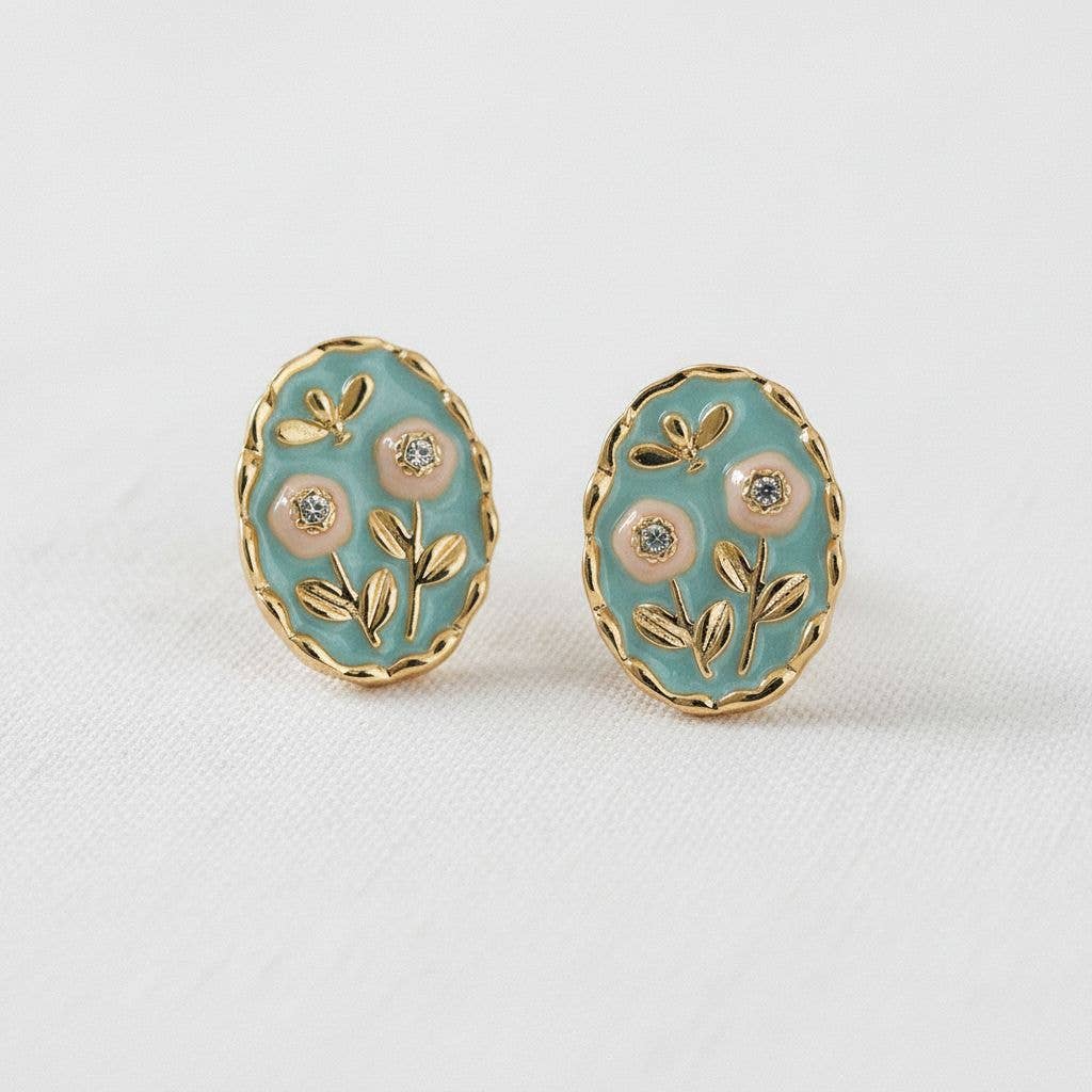 Vintage Floral Enamel Earrings