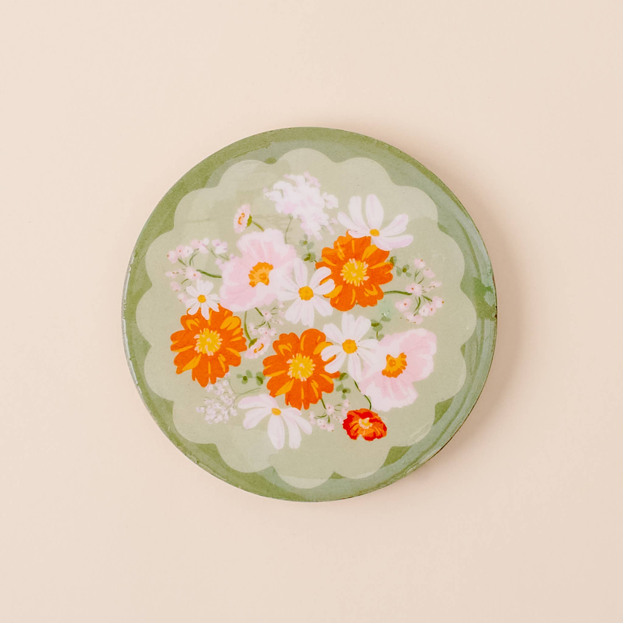 Wood Enamel Coaster-Bouquet Beauty Sage