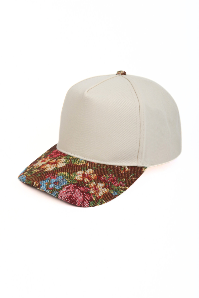 Floral Brocade Two-Tone Baseball Cap