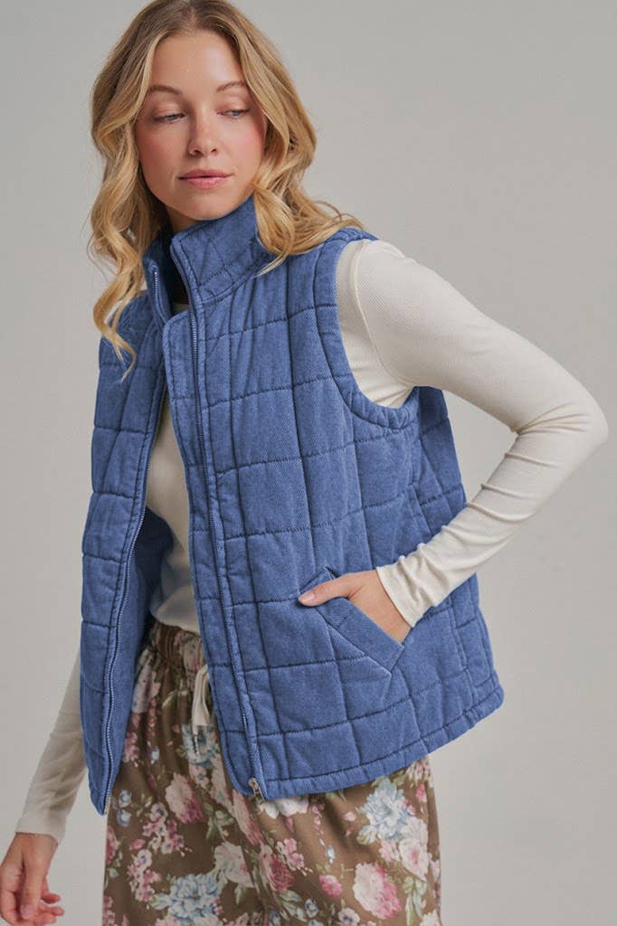 Vintage Washed Quilted Puffer Vest