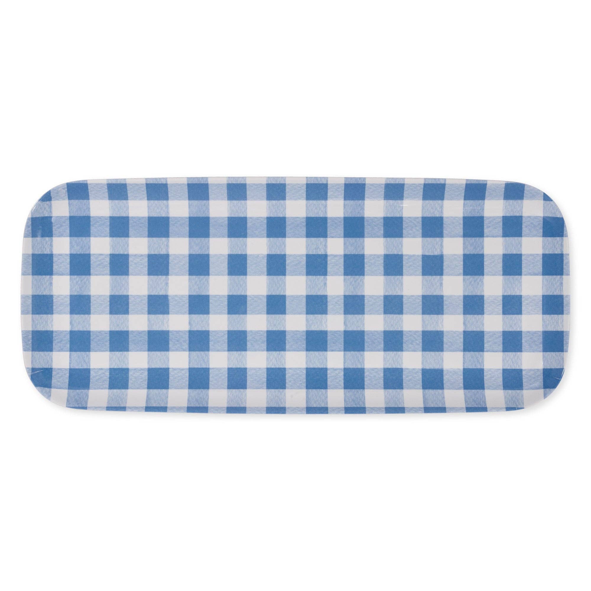 Blue Gingham Melamine Serving Tray