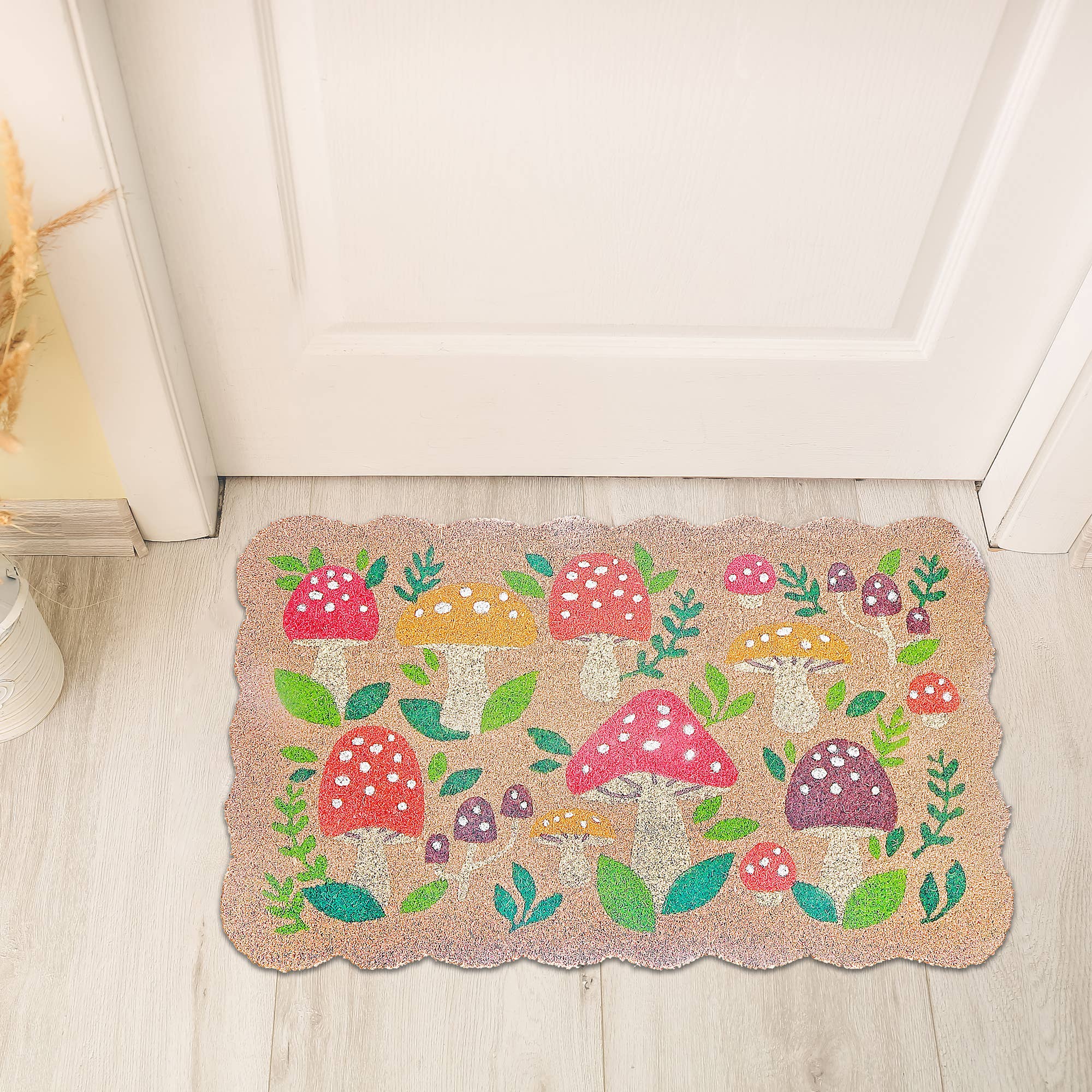 Coir Door Mat Mushroom Welcome