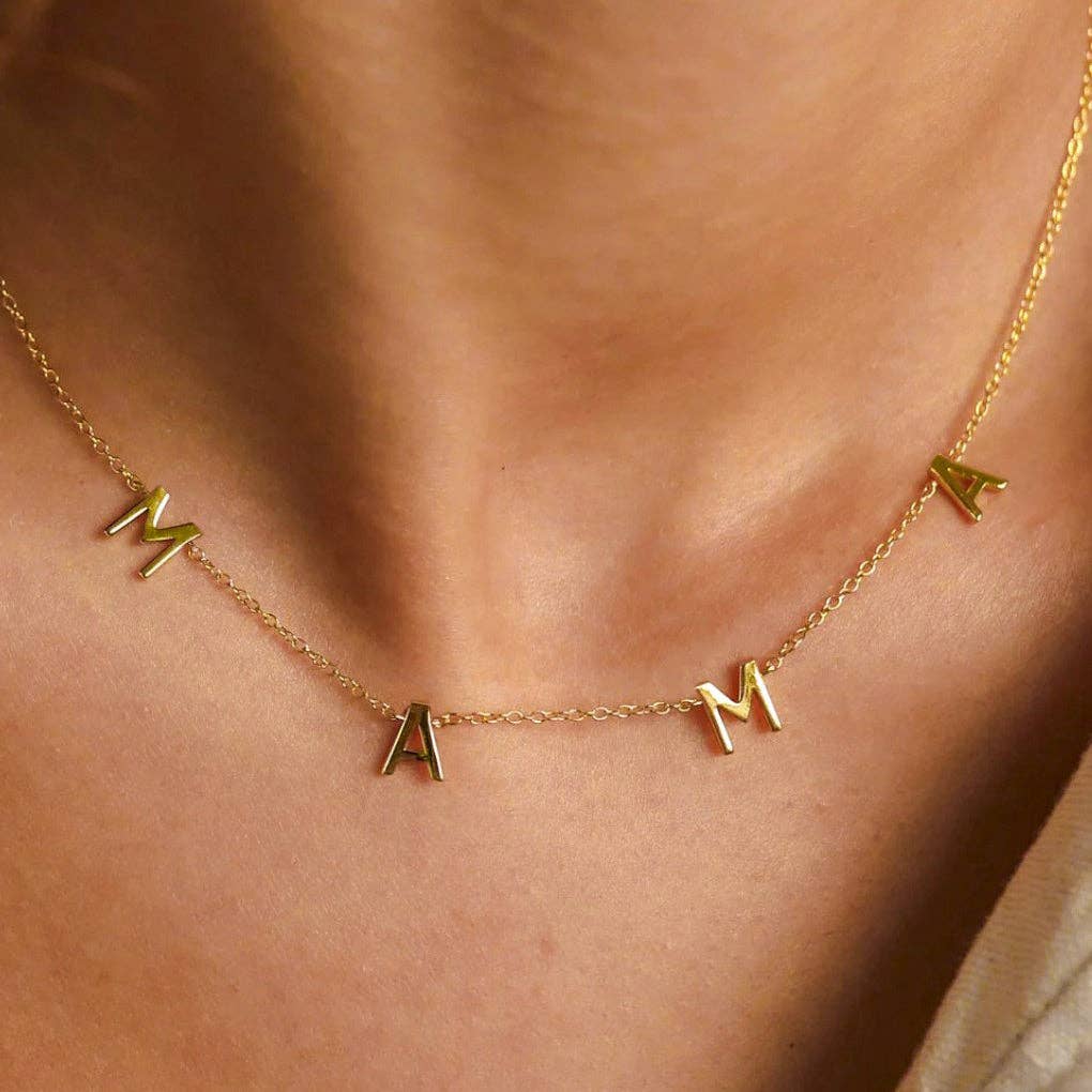18K Gold PVD Mama Dainty Chain Necklace