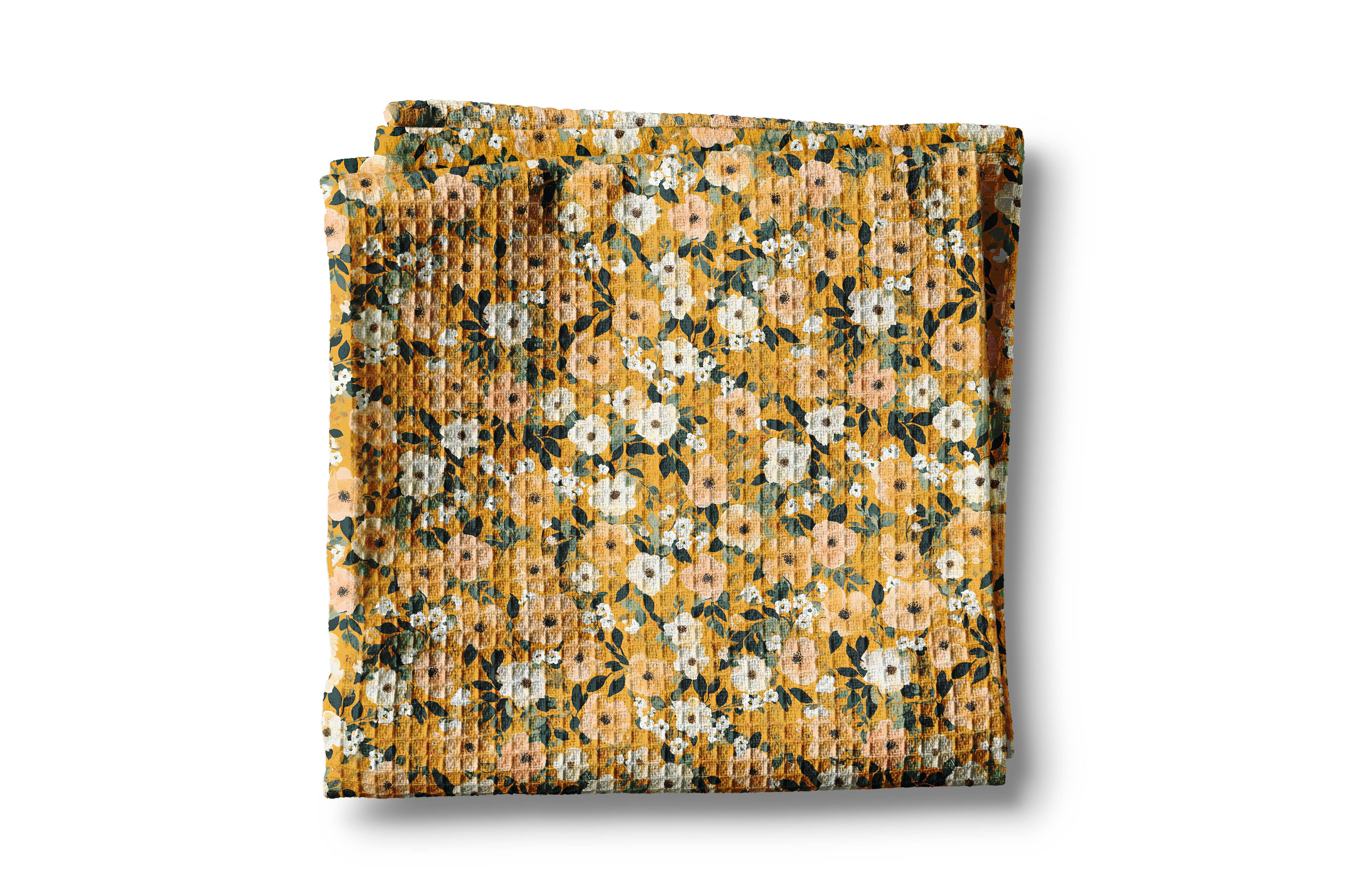 Autumn Wildflower Waffle Weave Kitchen Towel