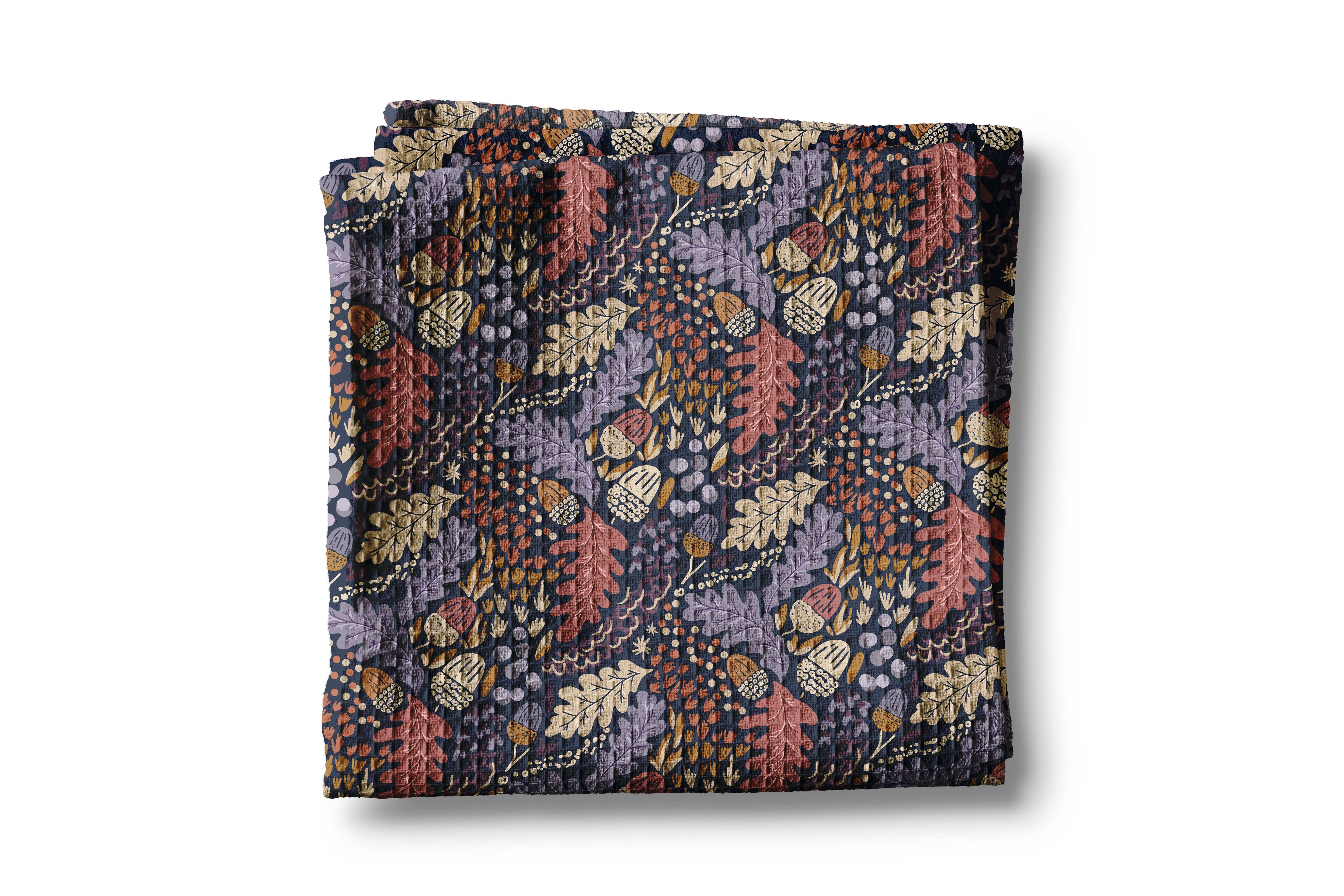 Purple Acorn Botanical Waffle Kitchen Towel
