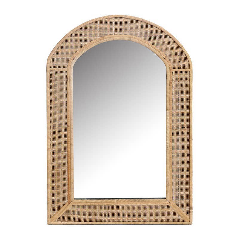 Cane Arch Rattan Wall Mirror -  36"H x 24"W