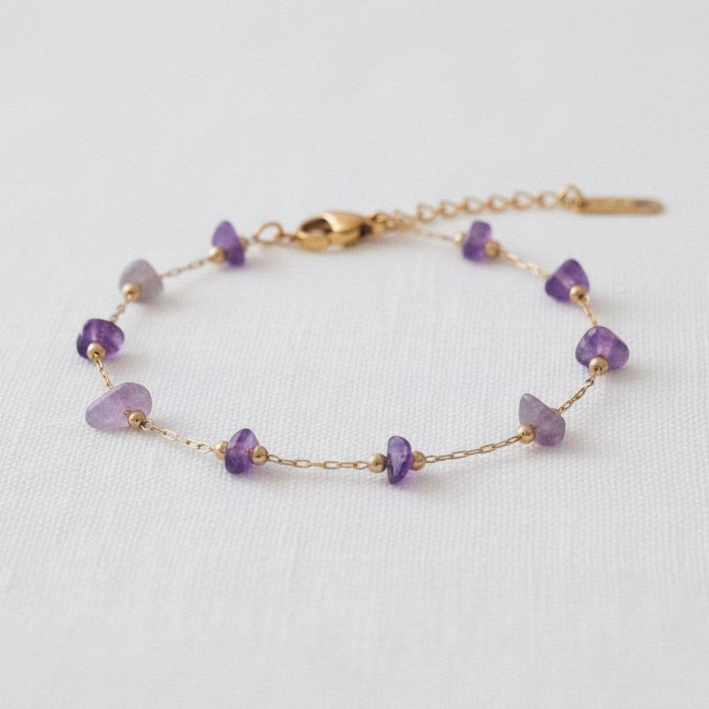 Purple Stone Pendant Necklace and Bracelet