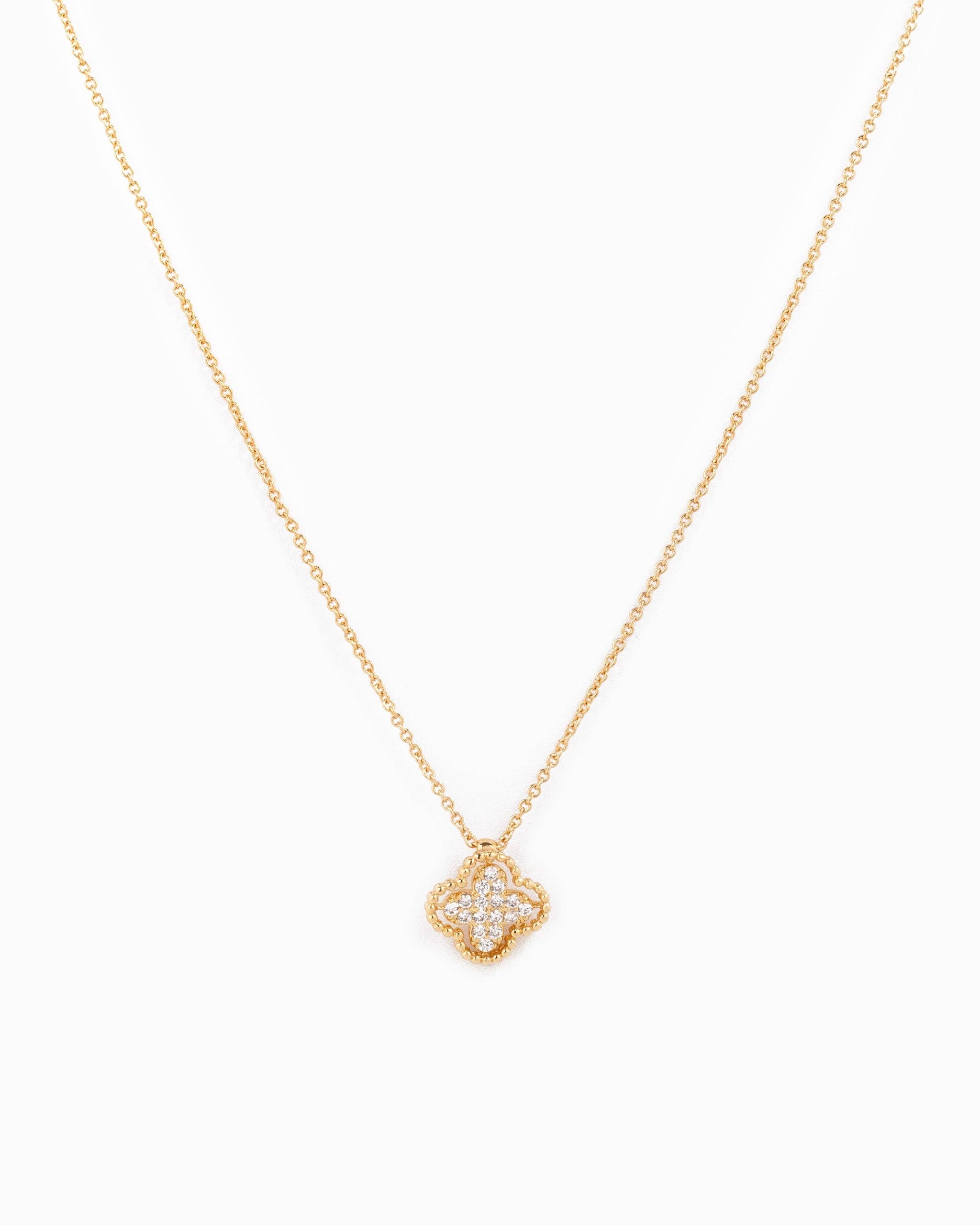 CZ Clover Pendant Necklace
