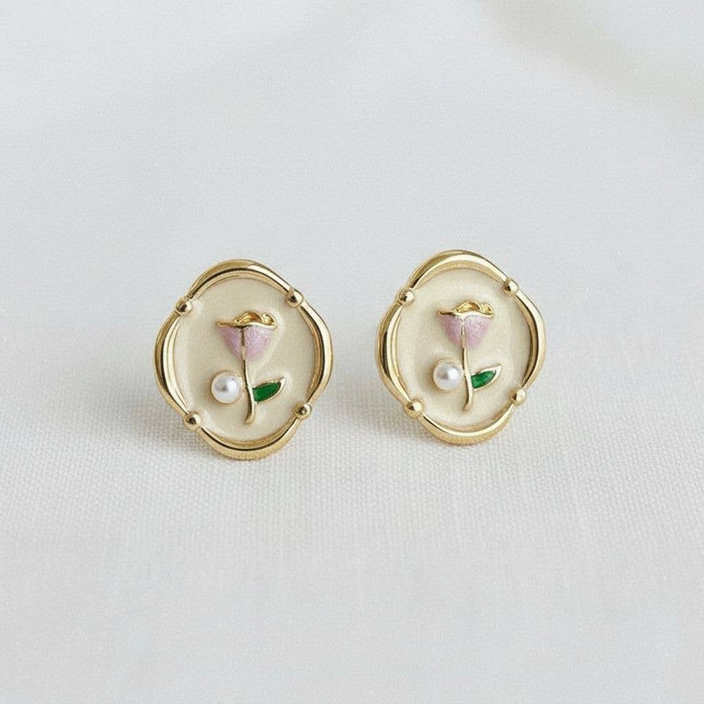 Artistic Floral Oil Painting Earrings