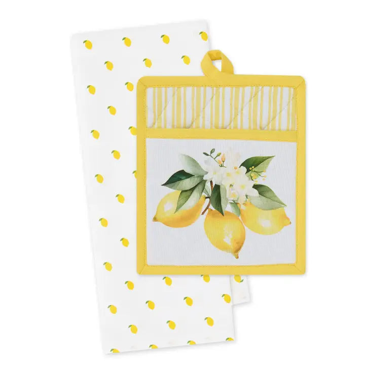 Lemon Dish Towel and Potholder Set