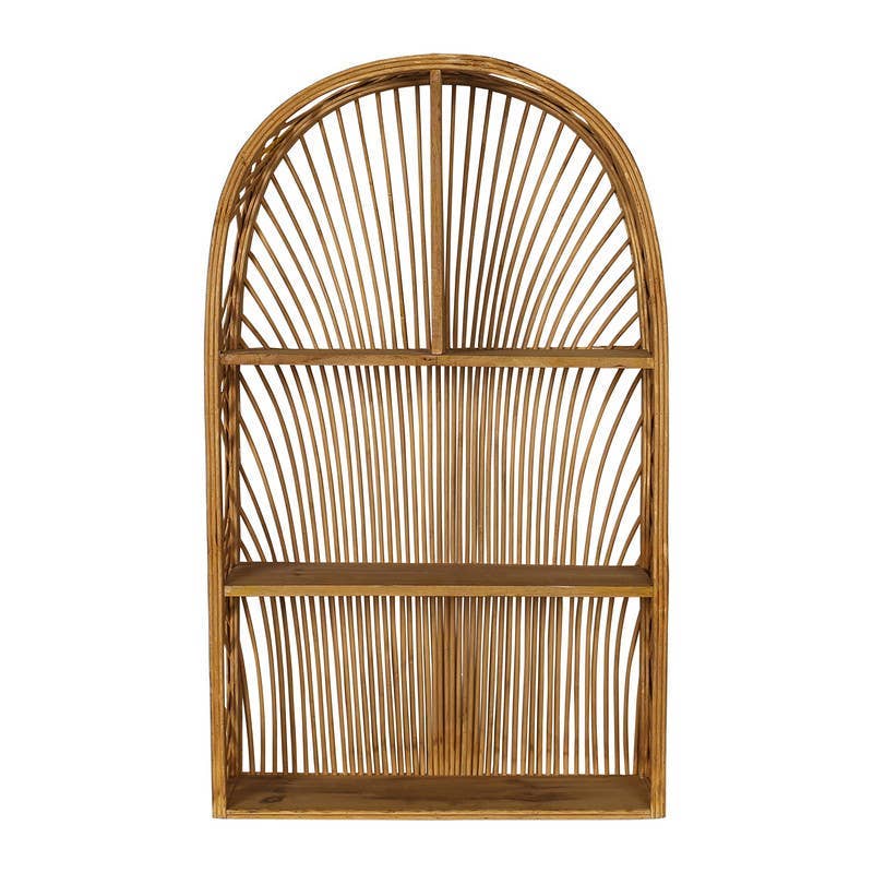 Palmetto Rattan Wall Shelf  - 28"H x 17"W