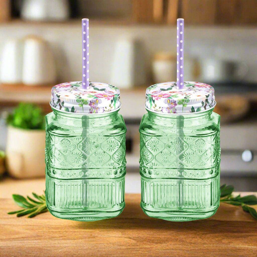 Sage Embossed Mason Jar Tumbler