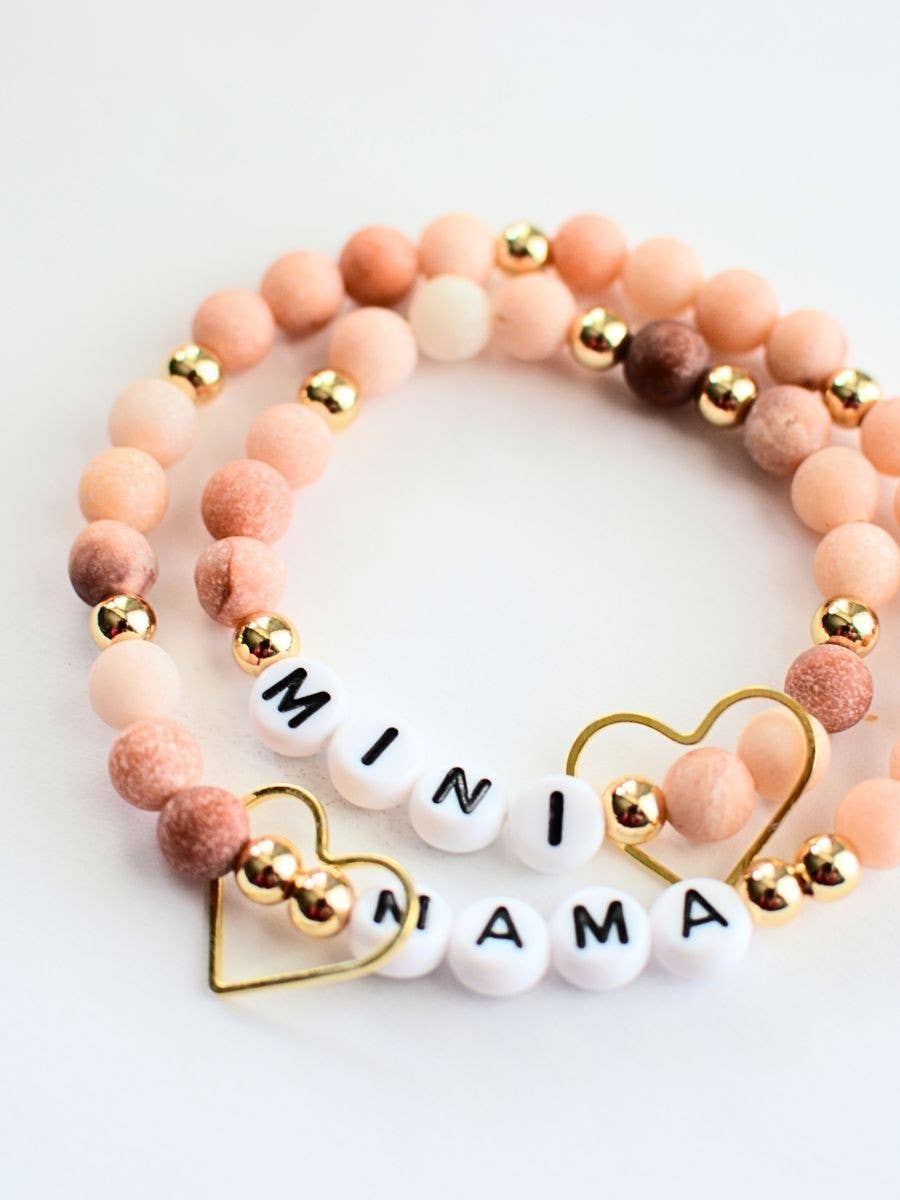Mama & Mini Matching Bracelet Set, Pink Stone Beads