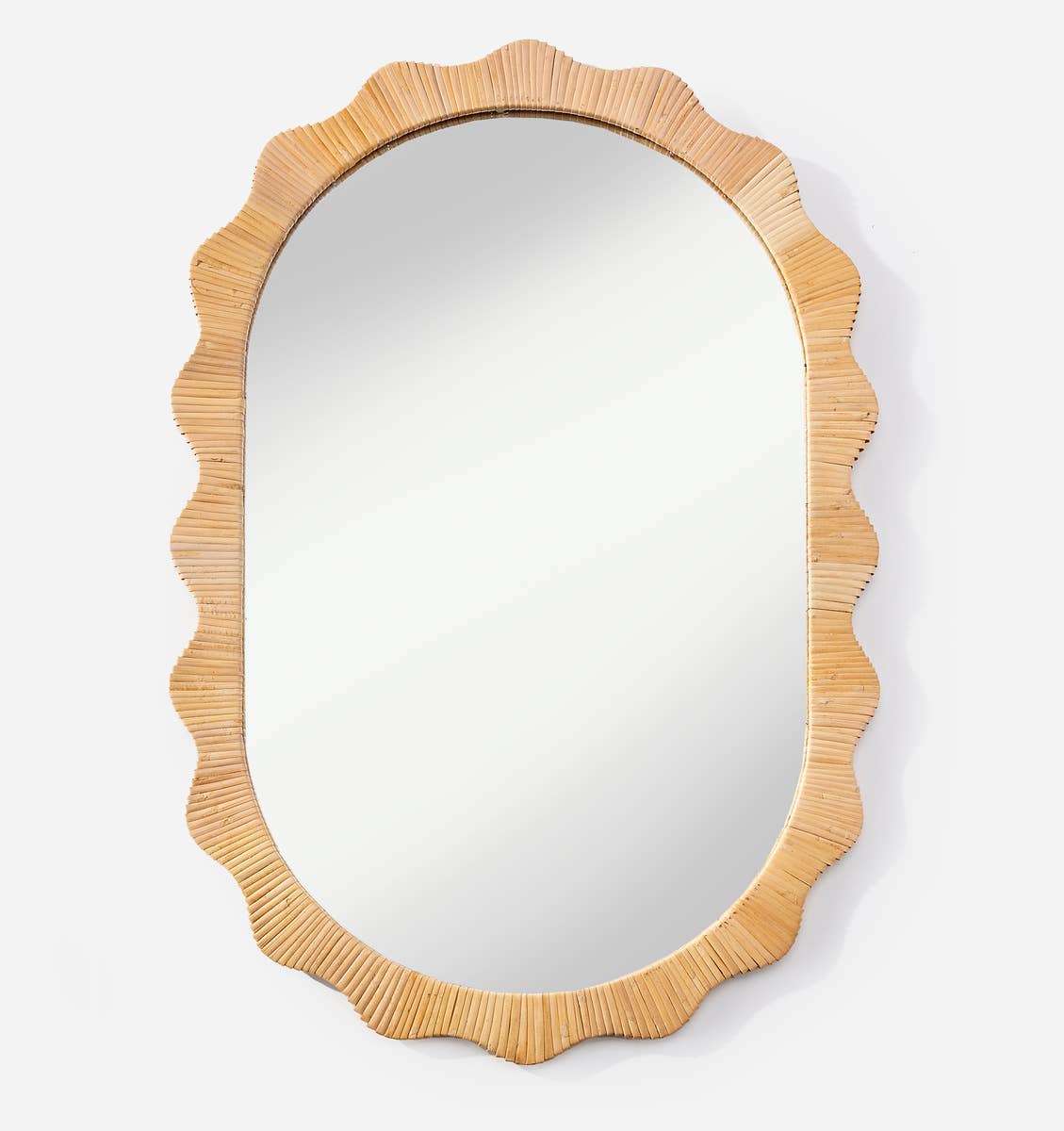Oval Rattan Wave Wall Mirror