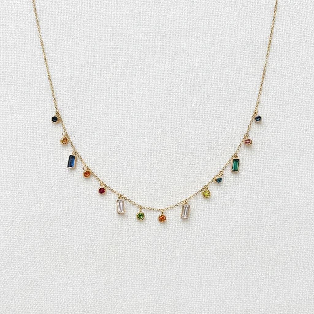 Colorful Zirconia Choker Necklace and Bracelet