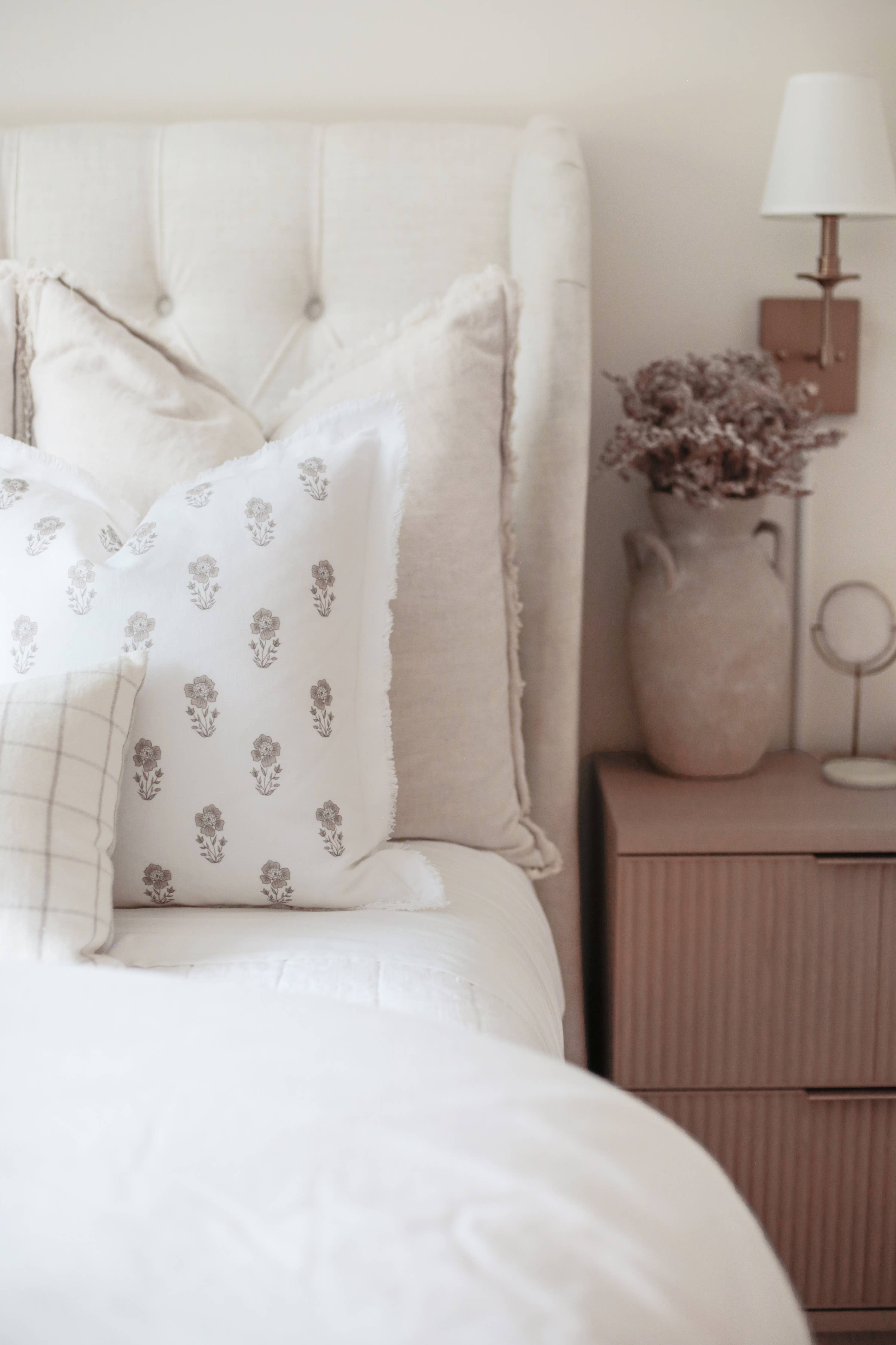 Grace Floral Fringe Pillow 19x19