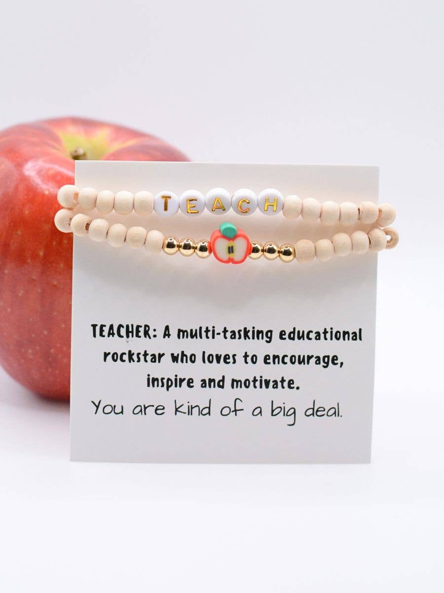 TEACH Wood Bead Bracelet Set
