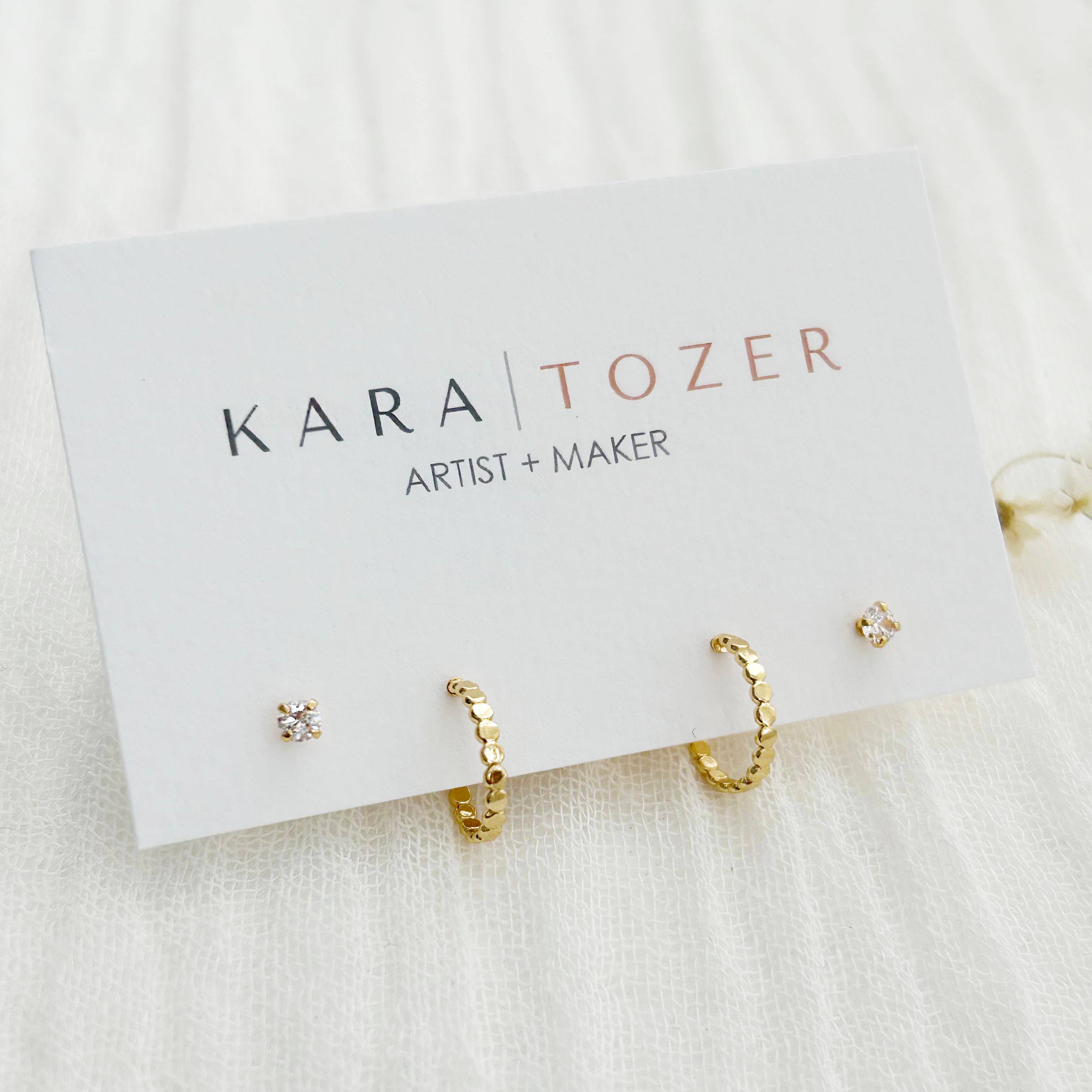 Open Dot Hoop & Solitaire Stud Earring Set