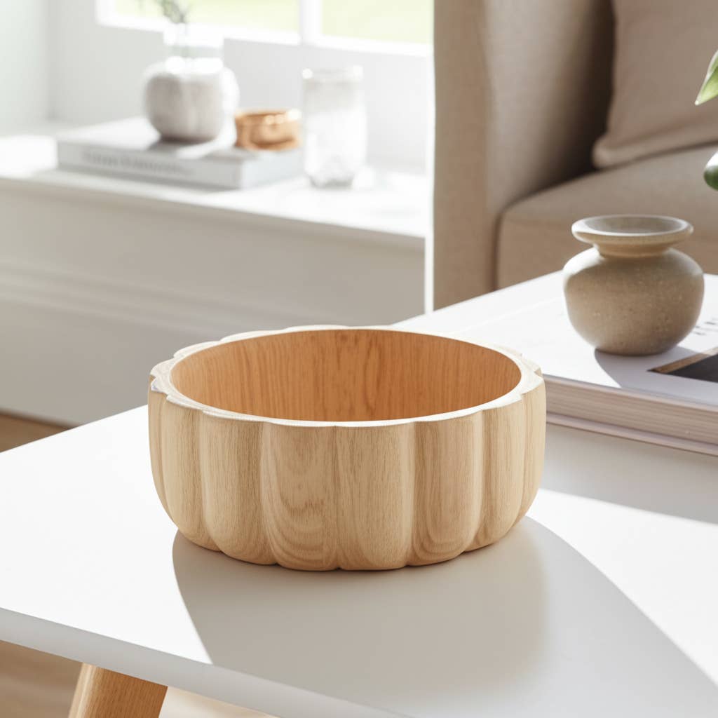 Paulownia Wood Scalloped Bowl