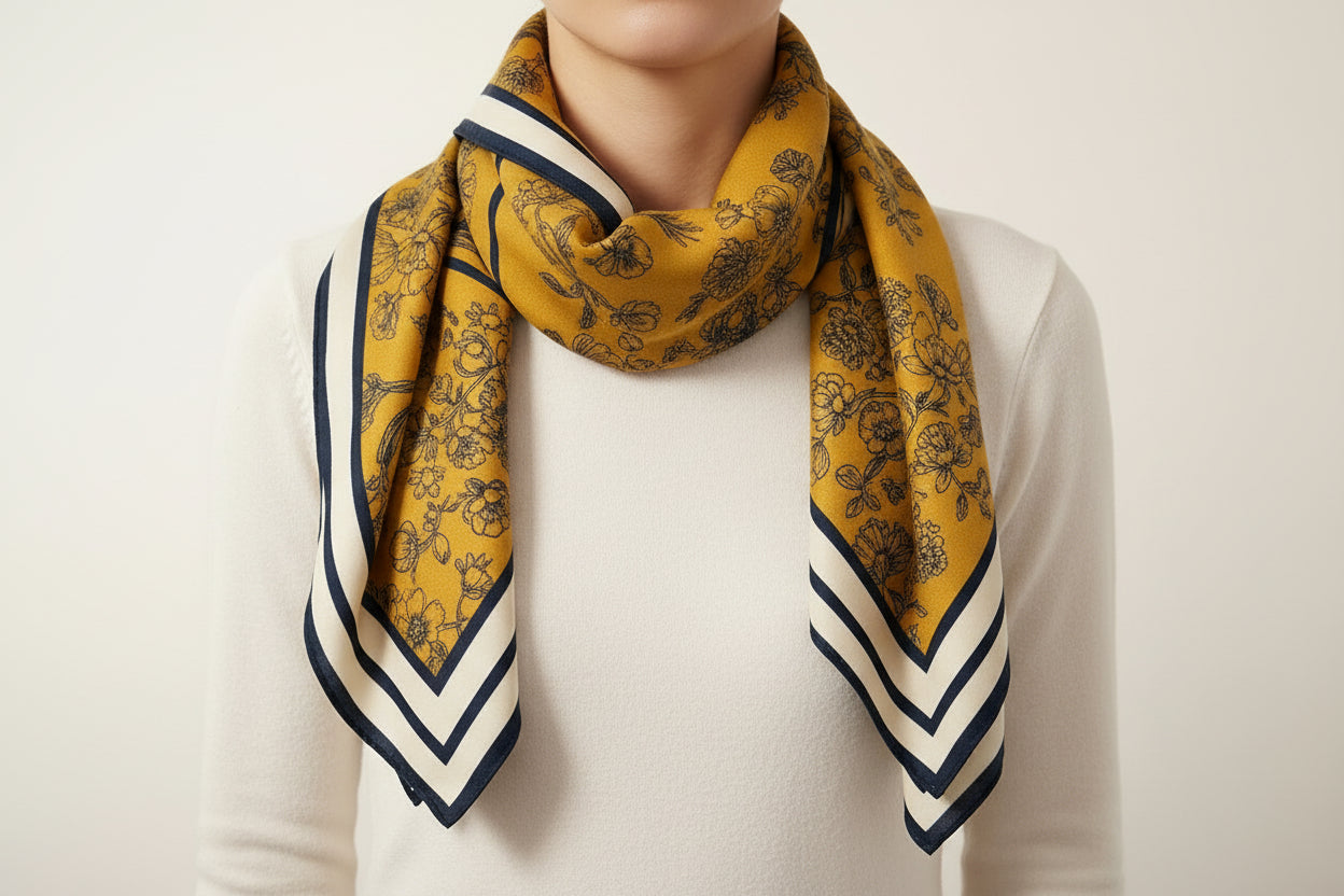 Floral Square Scarf | Faux Silk Velvet Wrap