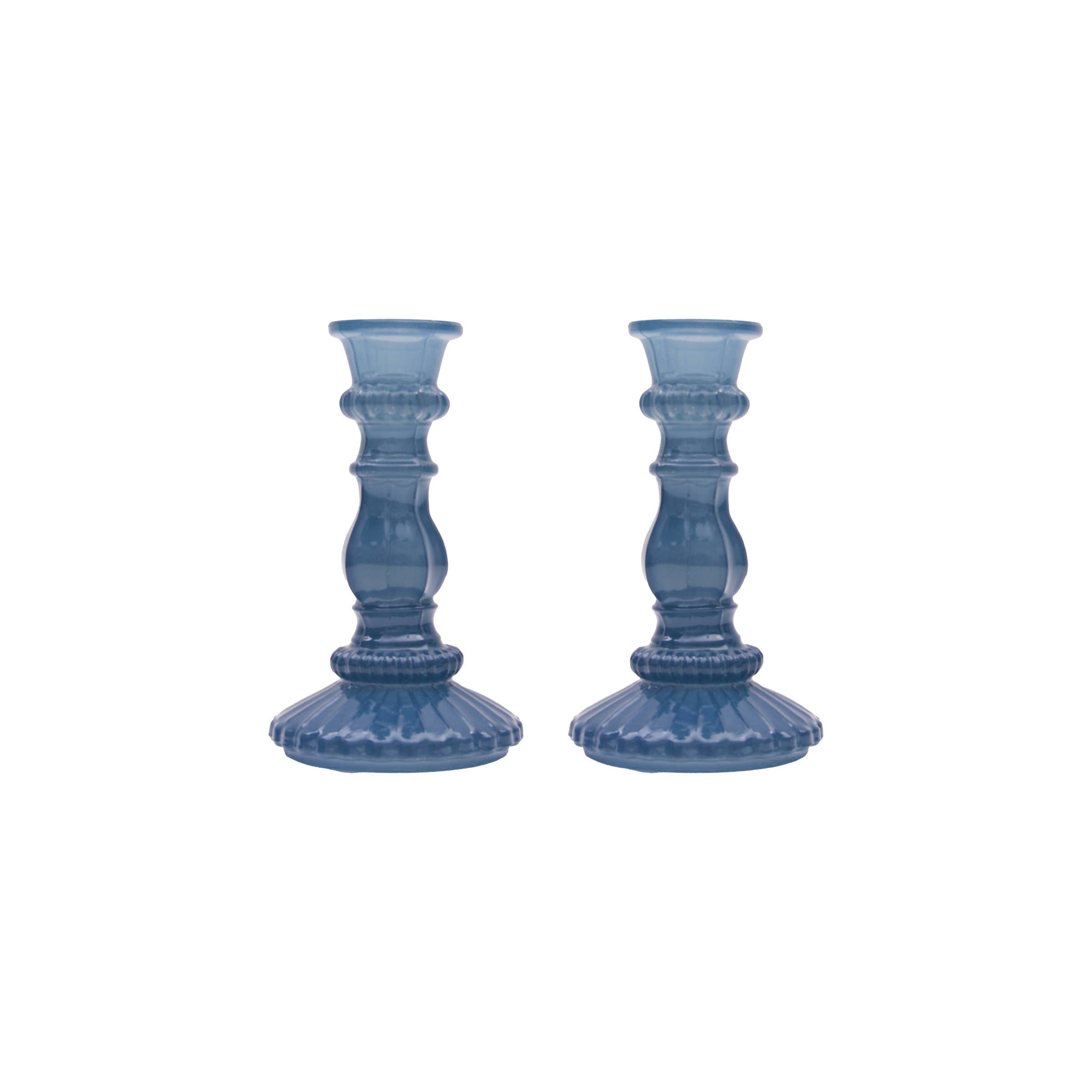 Coastal Blues Glass Candlestick