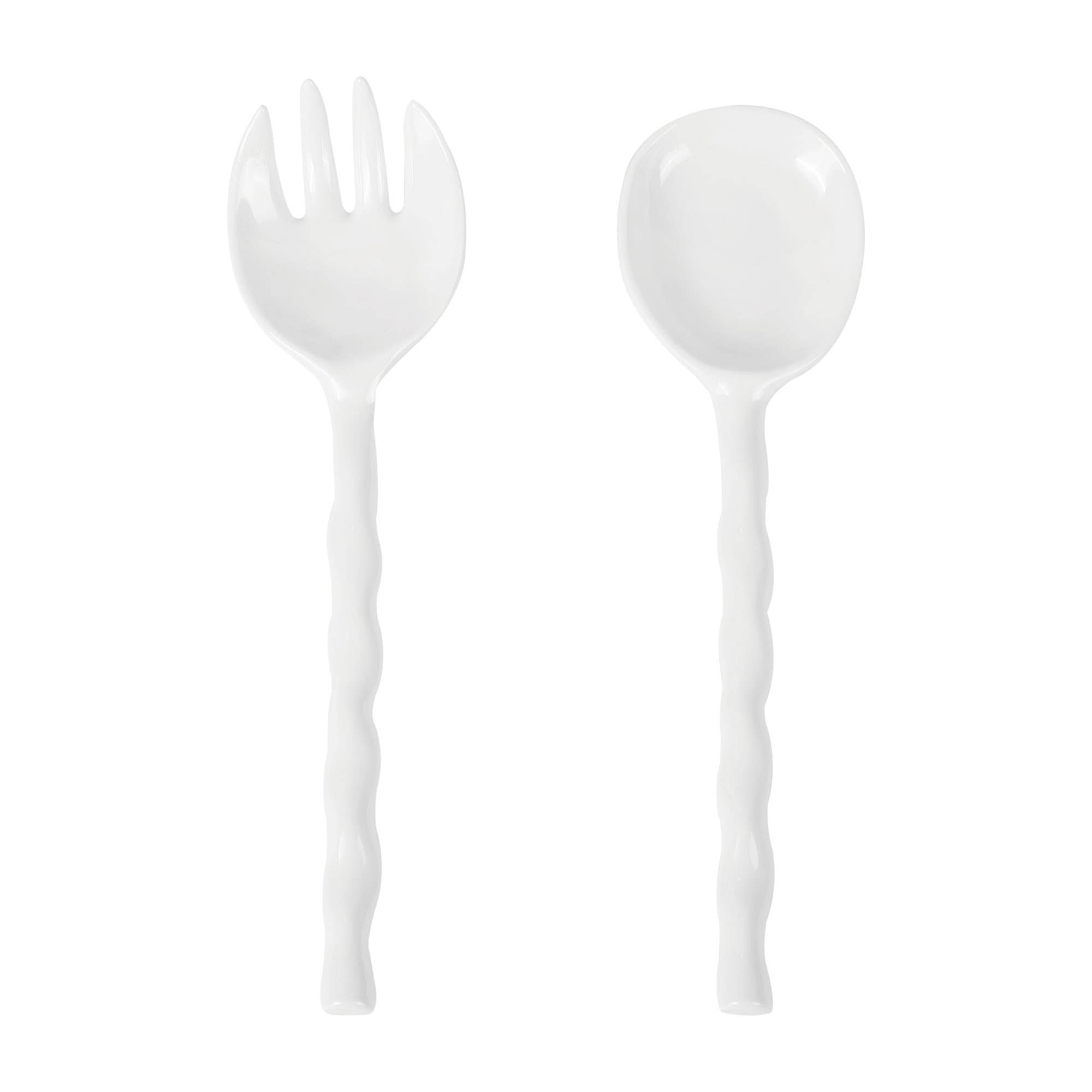 White Melamine Salad Server Set