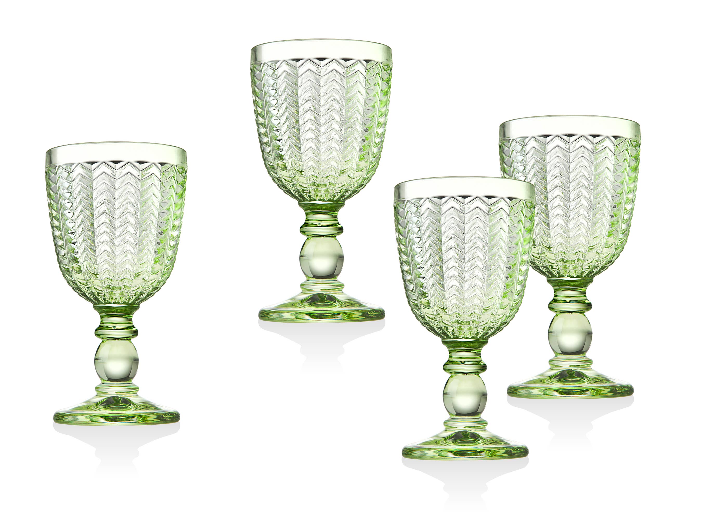 Sage Chevron Embossed Wine Glass